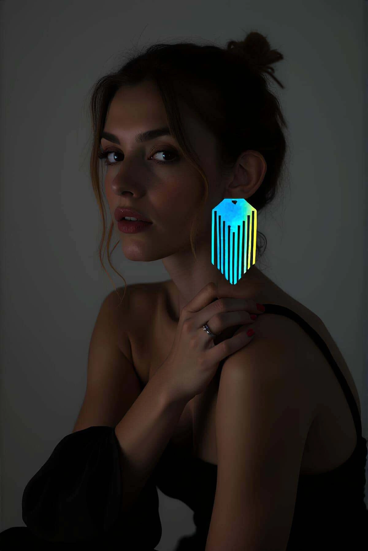 Rainbow Reflective Tassel Earrings, Stylish Laser Cut Earrings - APBJ016