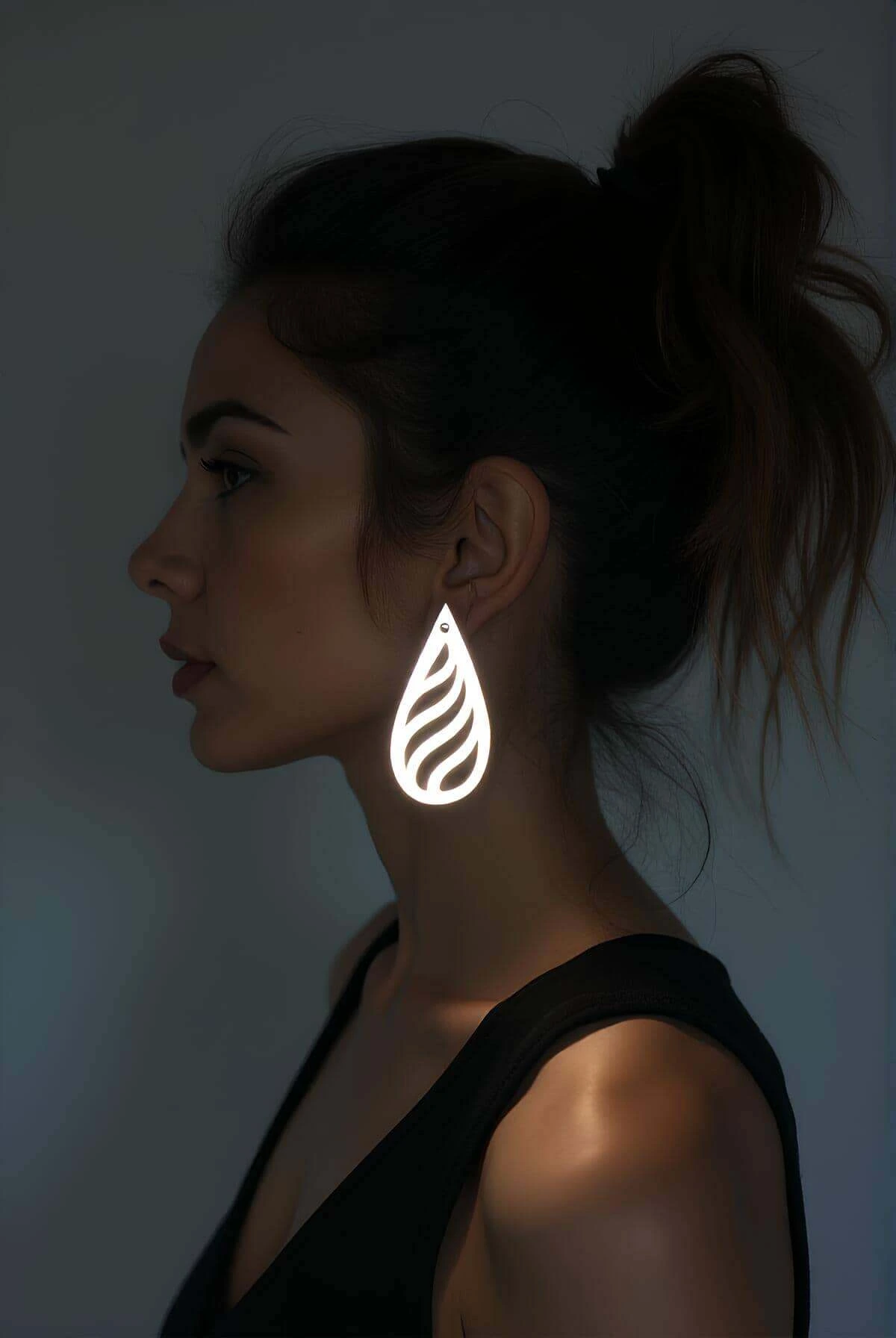 White Reflective Drop Earrings, Stylish Laser Cut Earrings - APBJ004