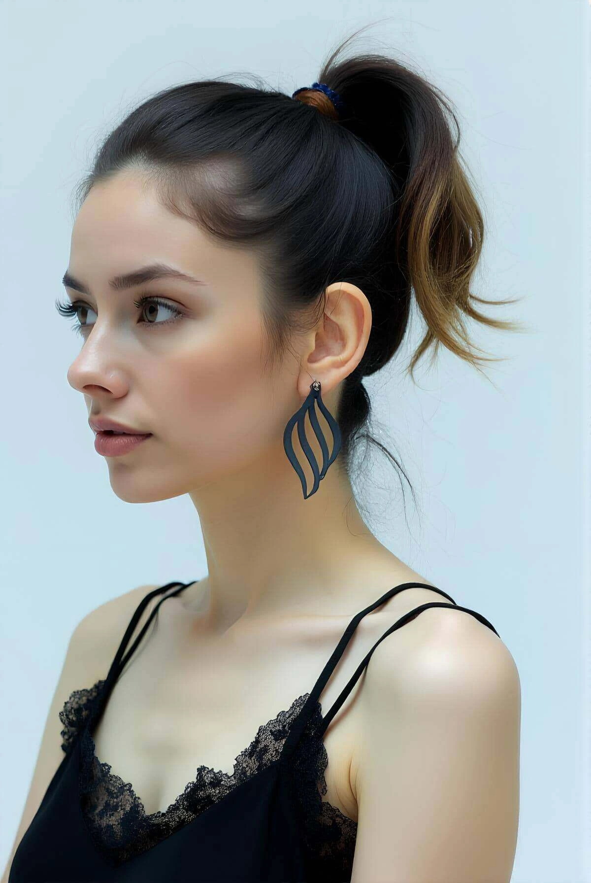 Black Shell Earrings, Stylish Laser Cut Leather Earrings - APBJ006