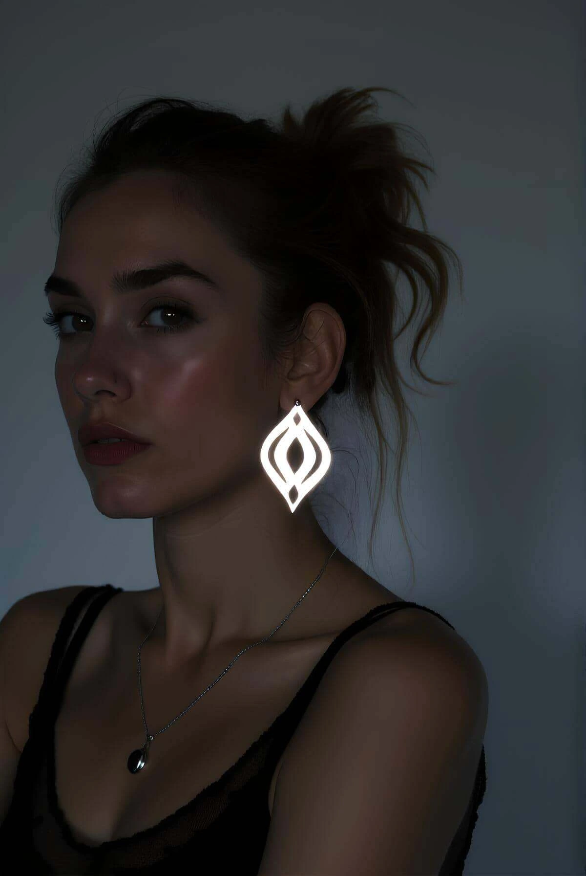 White Reflective Motif Drop Earrings, Stylish Laser Cut Earrings - APBJ008