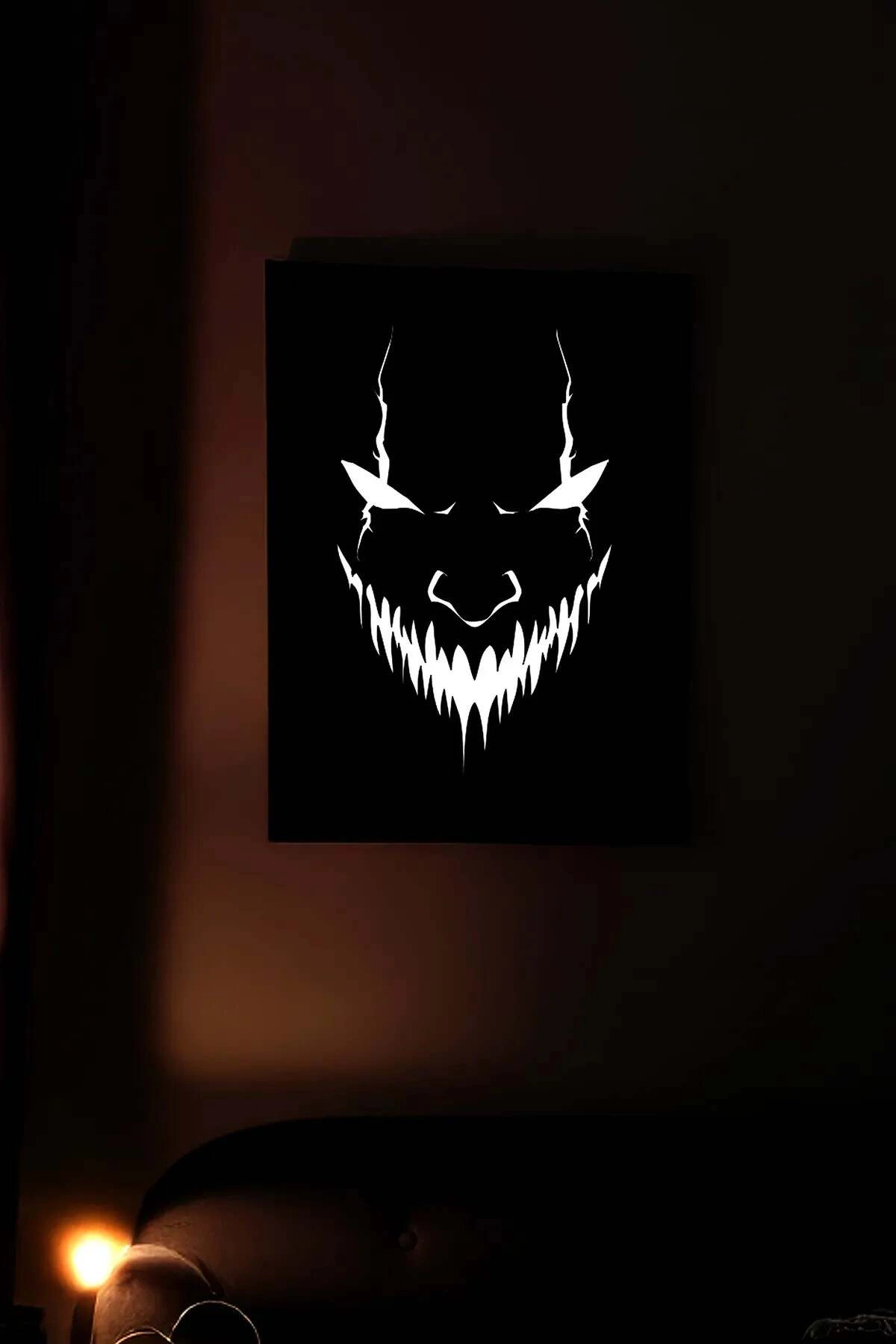 Horror Themed Reflective Monster Face Leather Wall Decoration