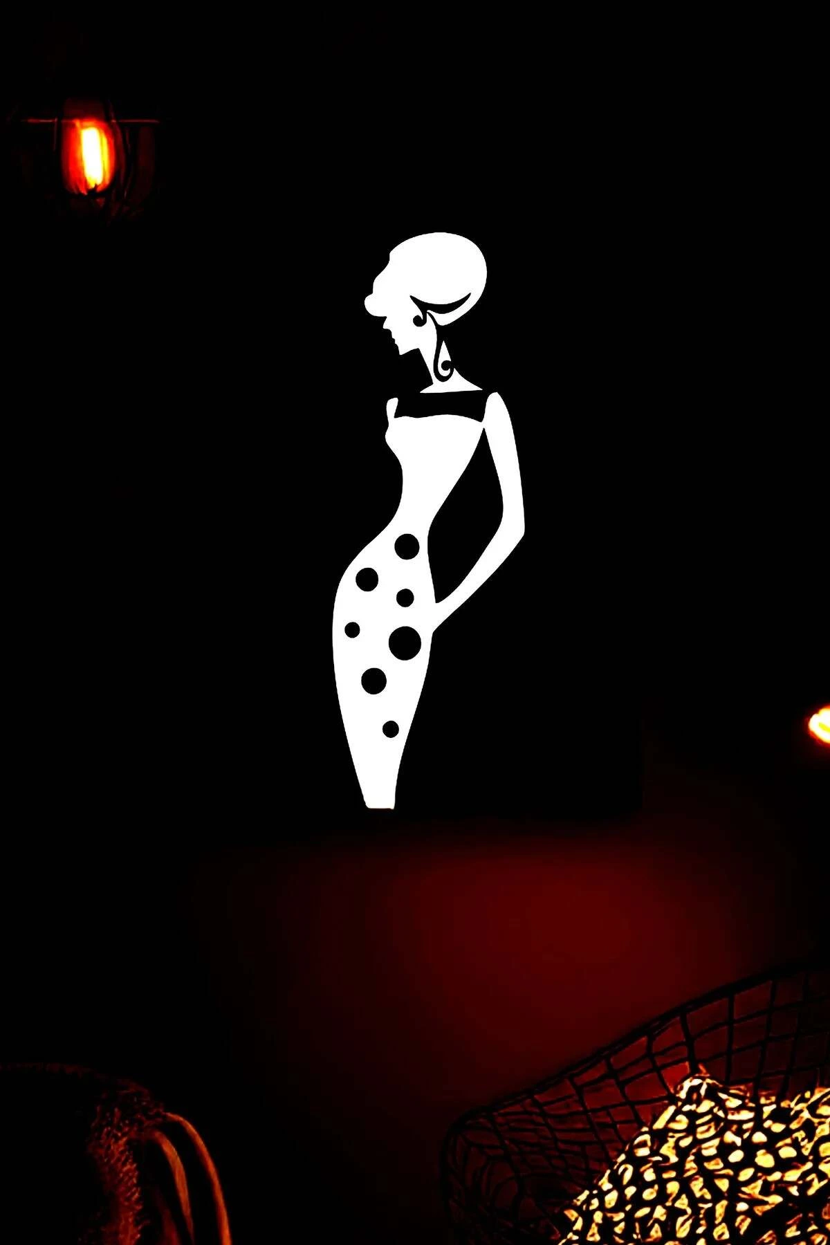 Retro Style Reflective Polka Dot Woman Silhouette Leather Wall Painting