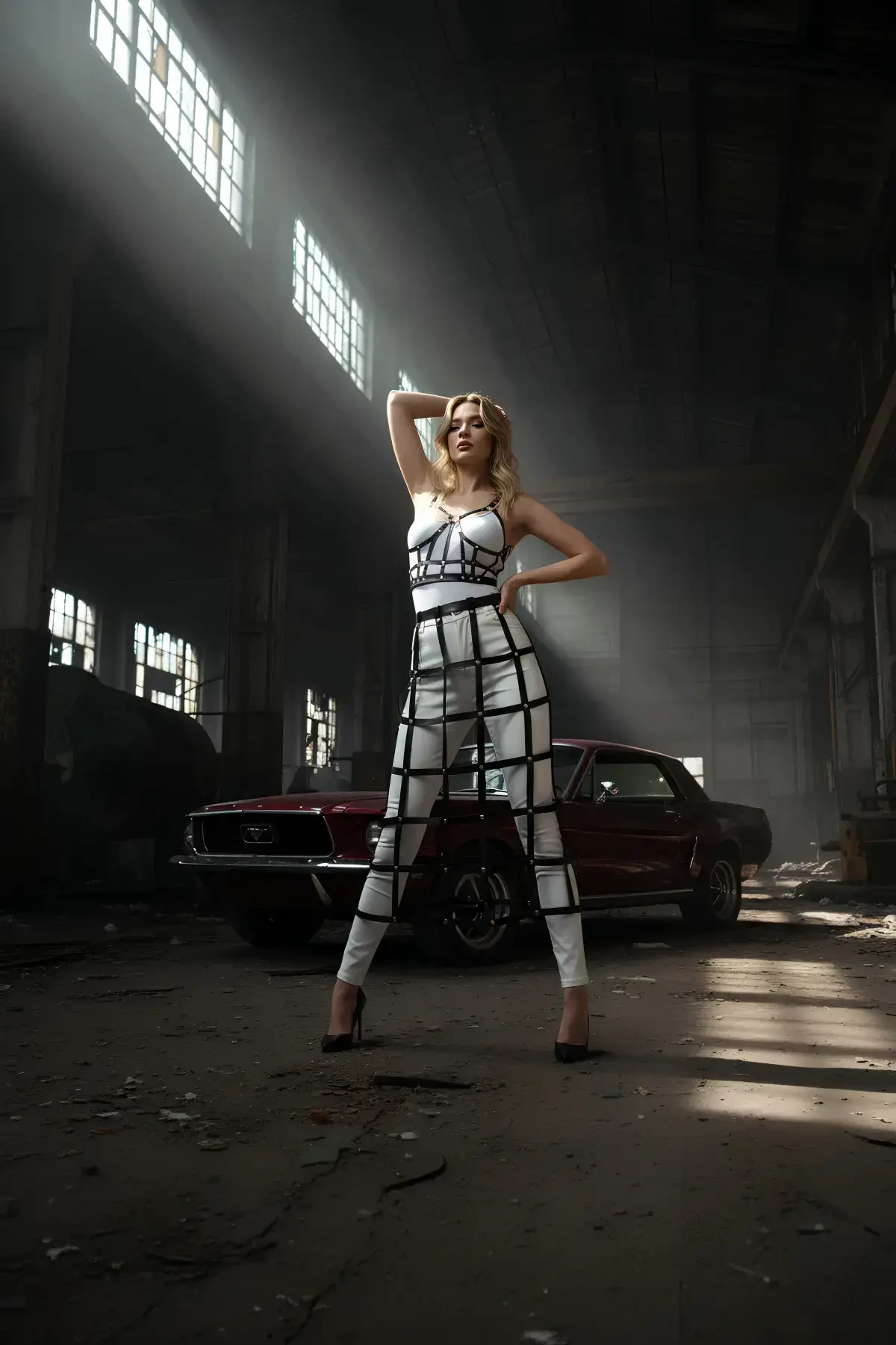 Black Skirt Cage Detailed Skirt Midi Length Leather Skirt - APFT1013