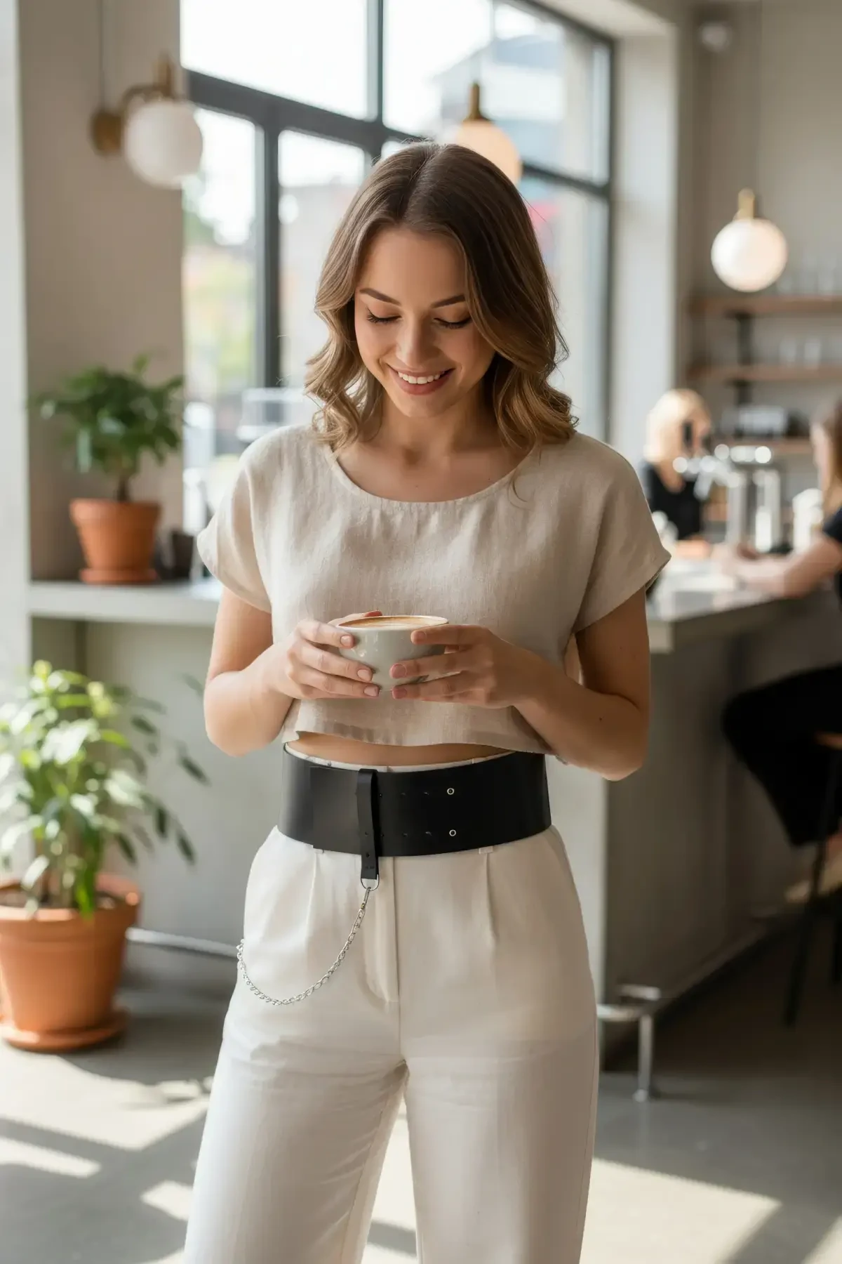 Siyah Kadın Kemer Kalın Bel Korse Aksesuarı - APFT1117