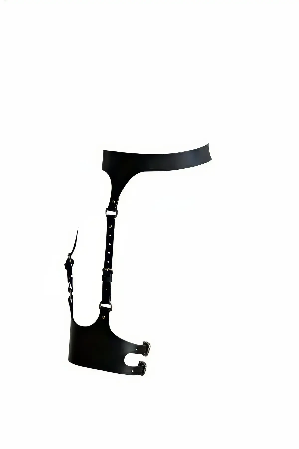 Black Garter Harness Adjustable Leg Accessory with Leather Buckle - APFT1159