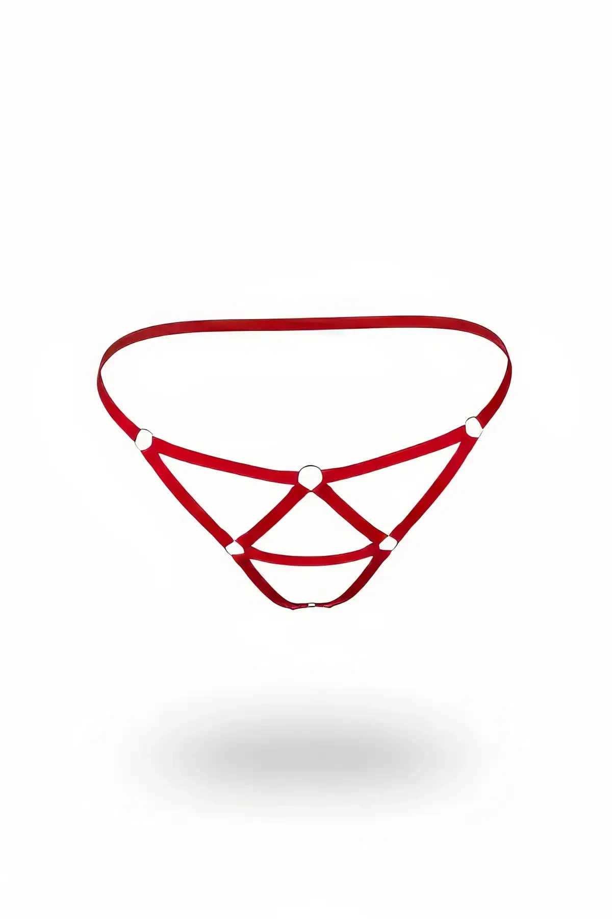 Red Thong - Panties with O-Ring Tape Detail - APFT1206