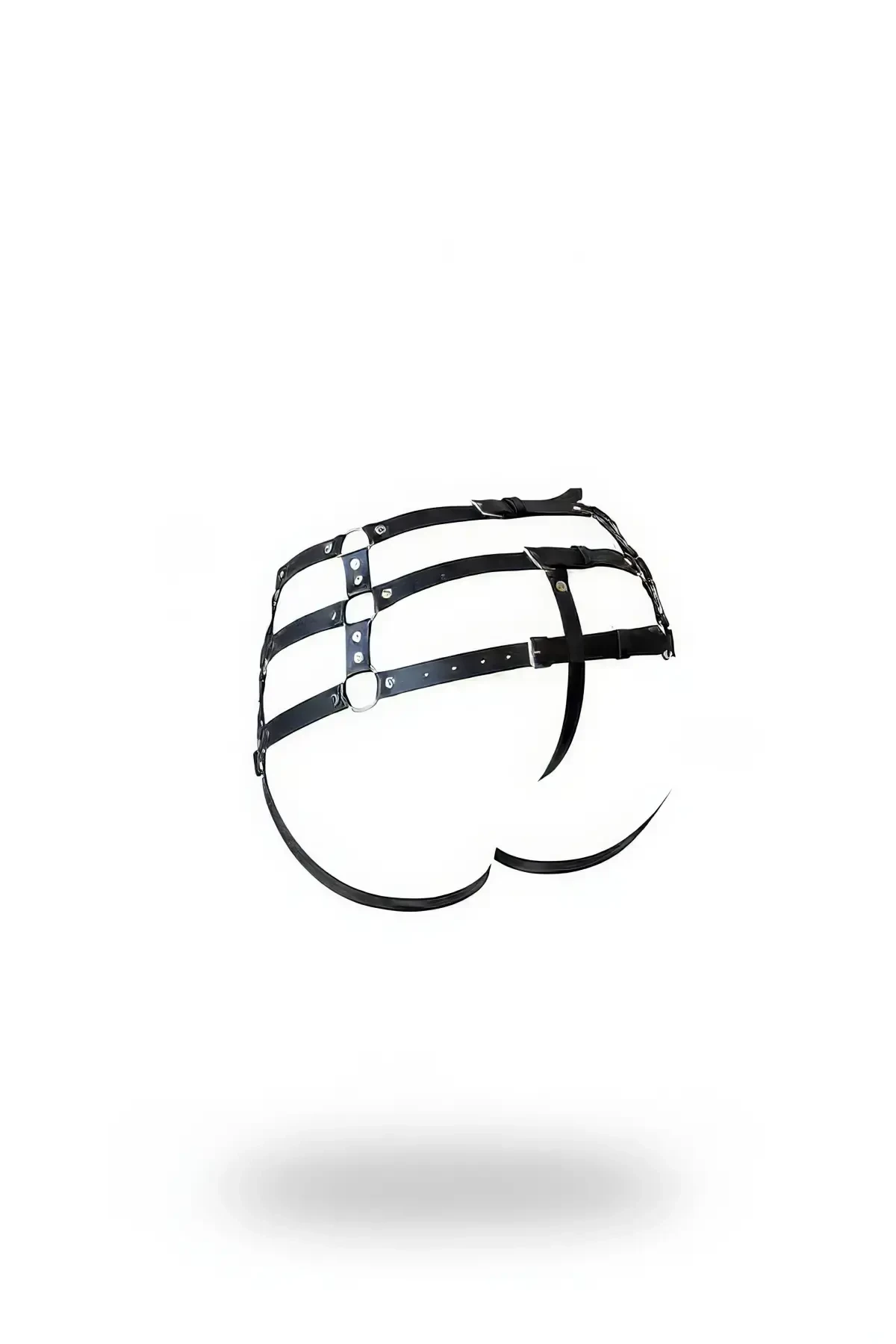 Black Thong - Panties with Multi-Strap Buckle Detail - APFT1207