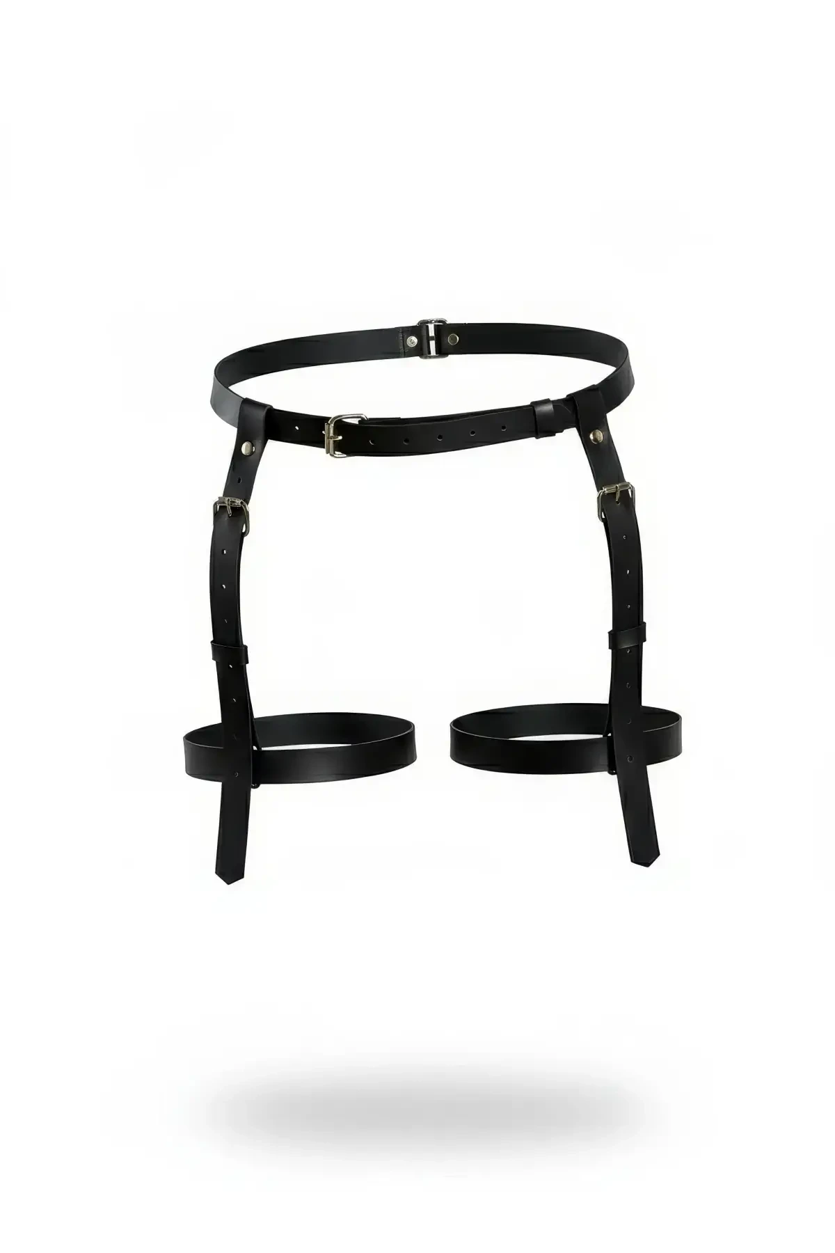 Black Thong - Panty Adjustable Leather Garter - APFT1209