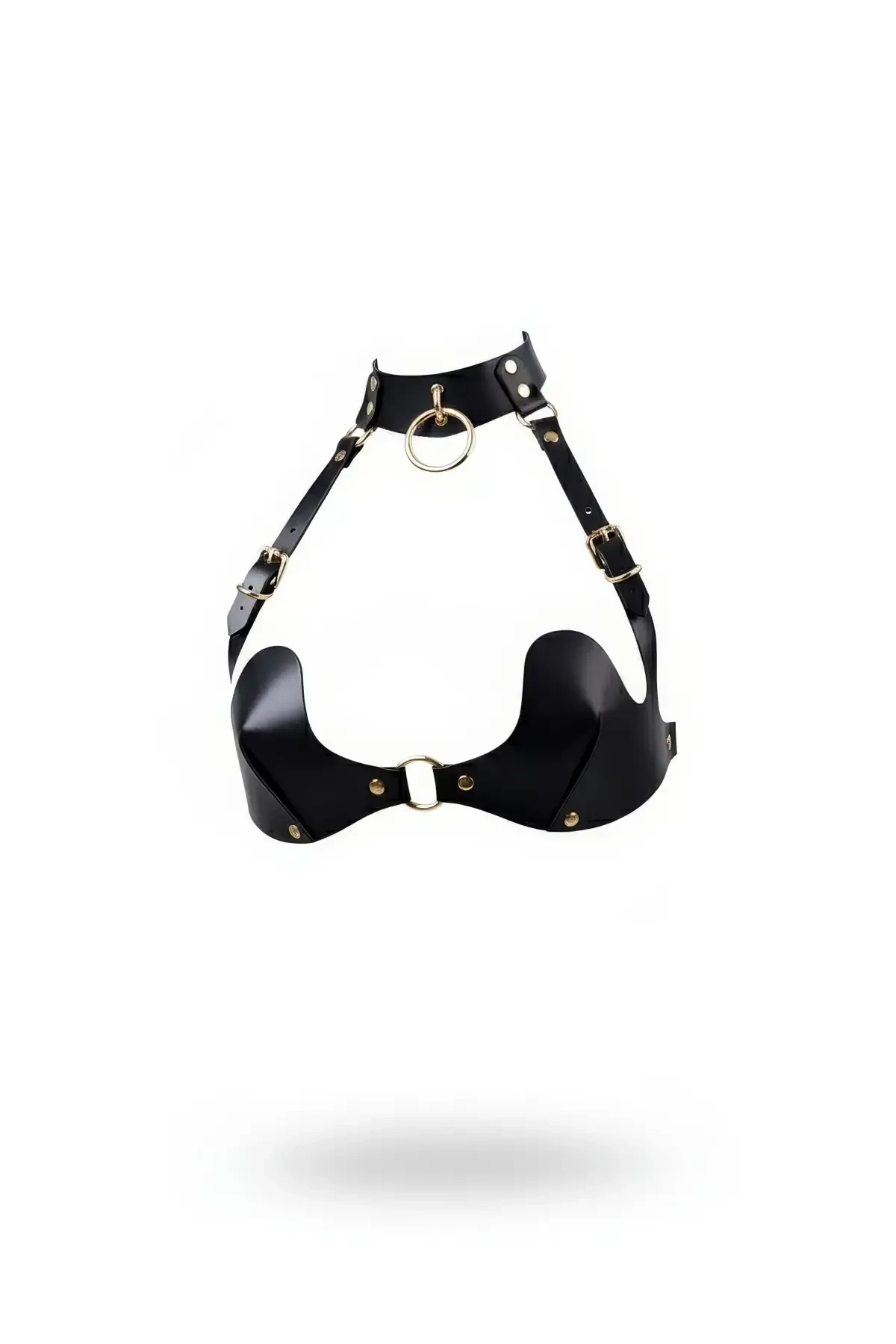 Black Chest Harness Neck Collar with O Ring Detail - APFT1226