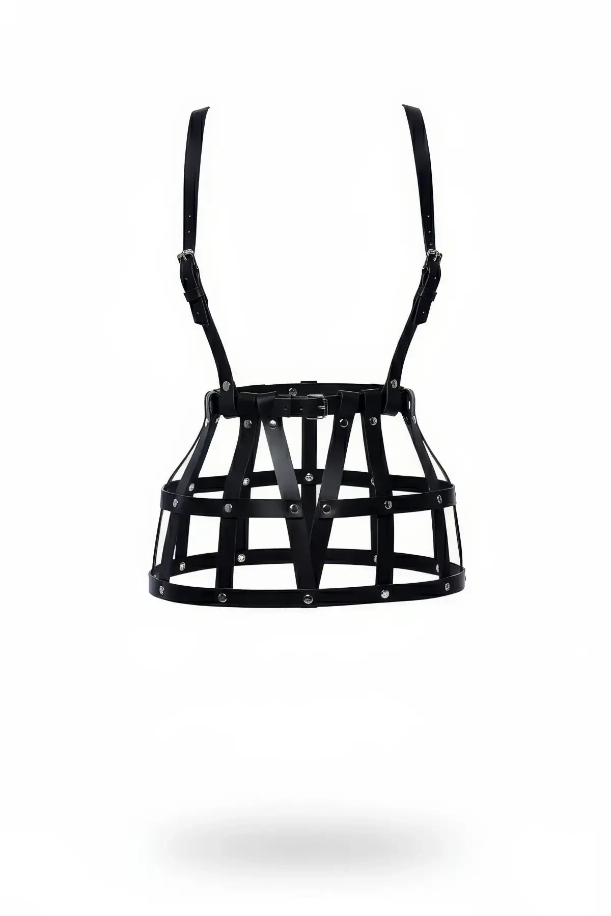 Black Skirt Leather Cage Structure Rivet Detailed Skirt Mini Skirt - APFT1252