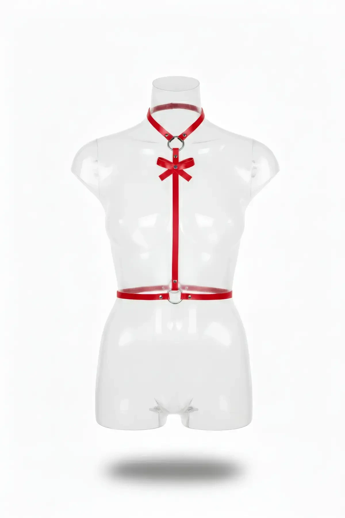 Kırmızı Kadın Kemer Fiyonk Detaylı Boyunluklu Vücut Aksesuarı - APFT127