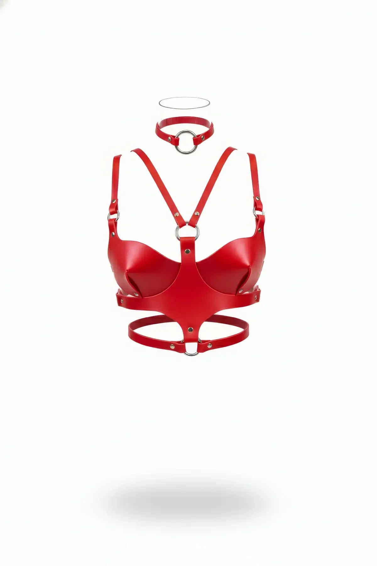 Kırmızı Kadın Kemer Deri Vücut Korse Halka Detaylı - APFT1296