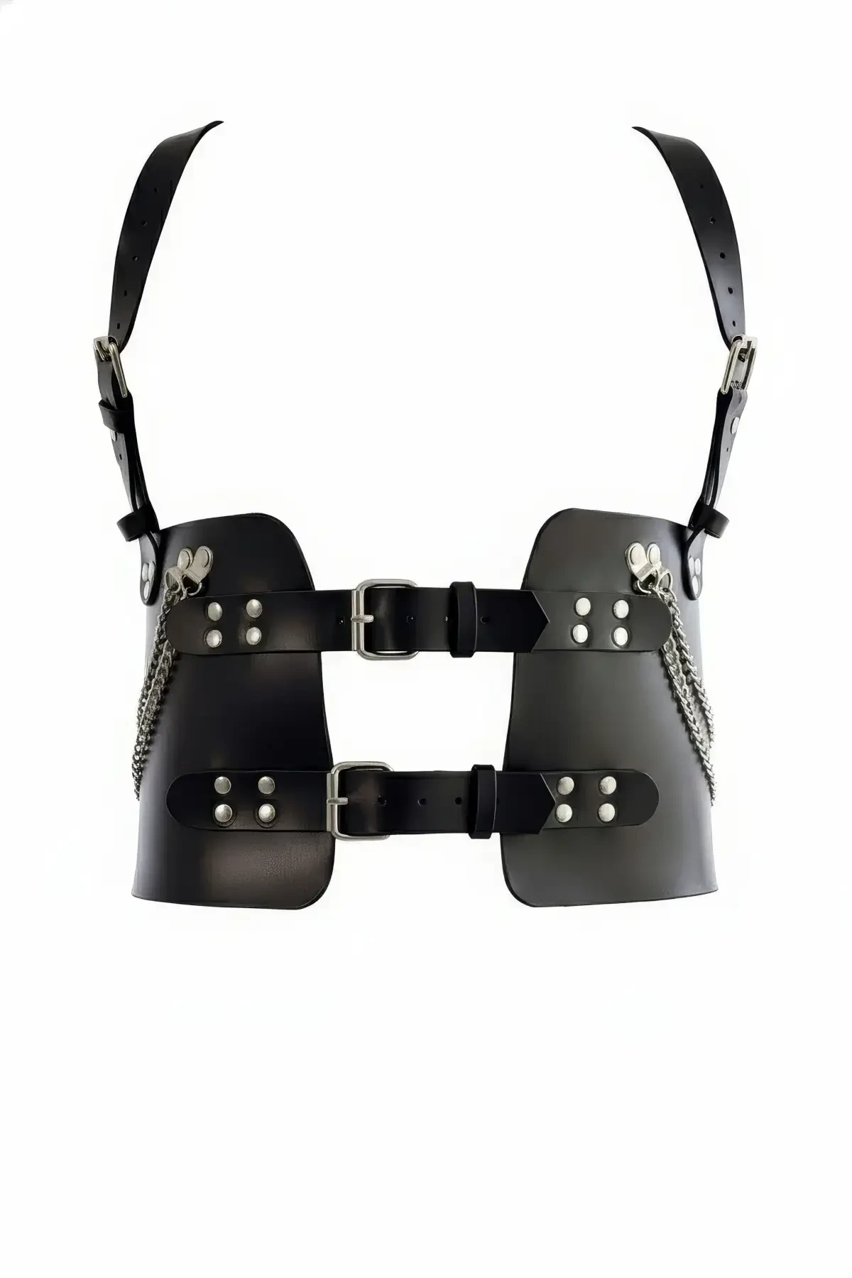 Siyah Kadın Kemer Geniş Korse Tarzı Zincir Detaylı - APFT1300