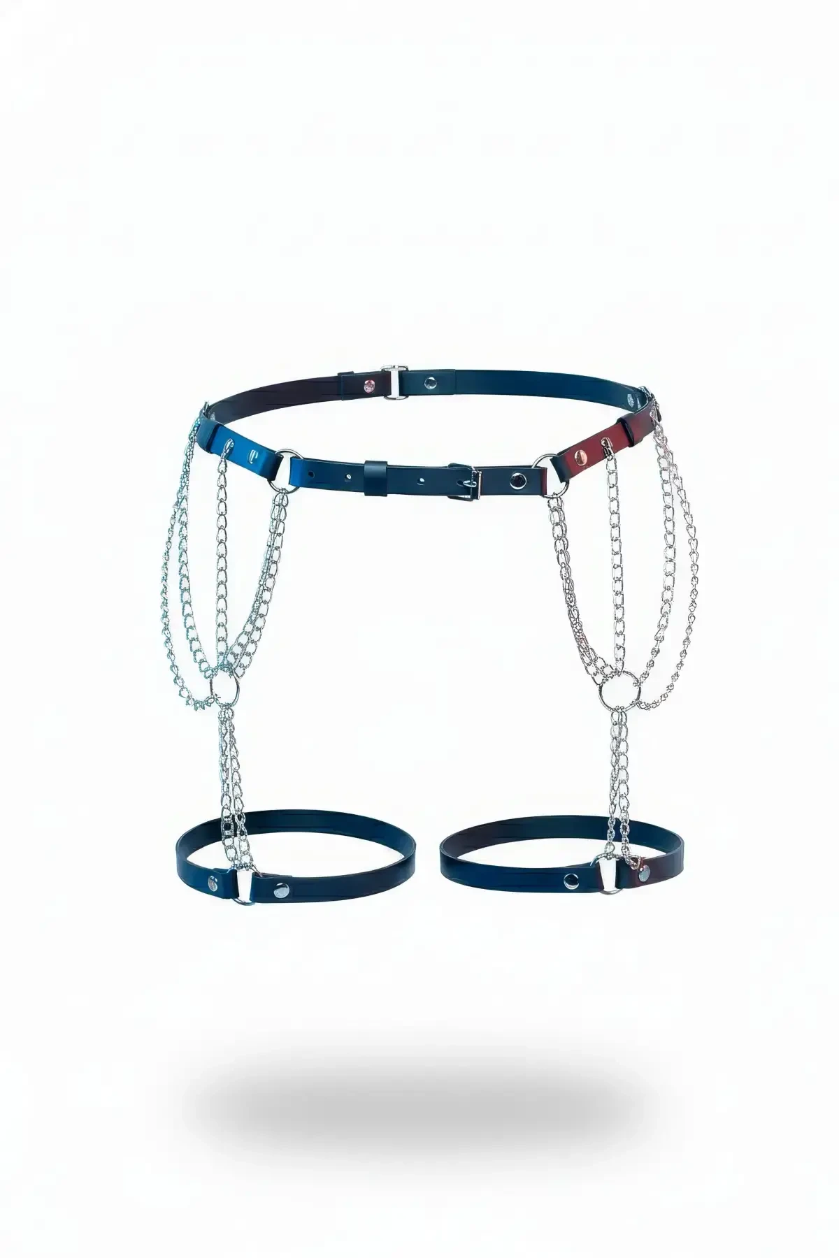 Black Garter Harness Chain Leather Body Accessory - APFT1323