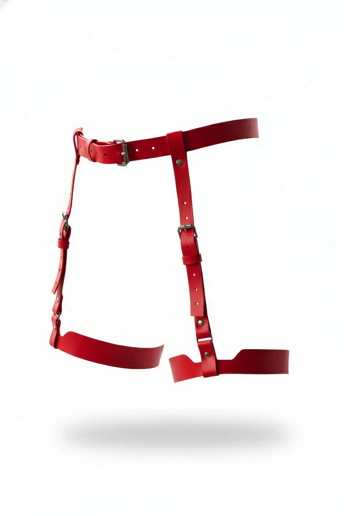 Red Garter Harness Leather Leg Accessory with Adjustable Buckle - APFT133