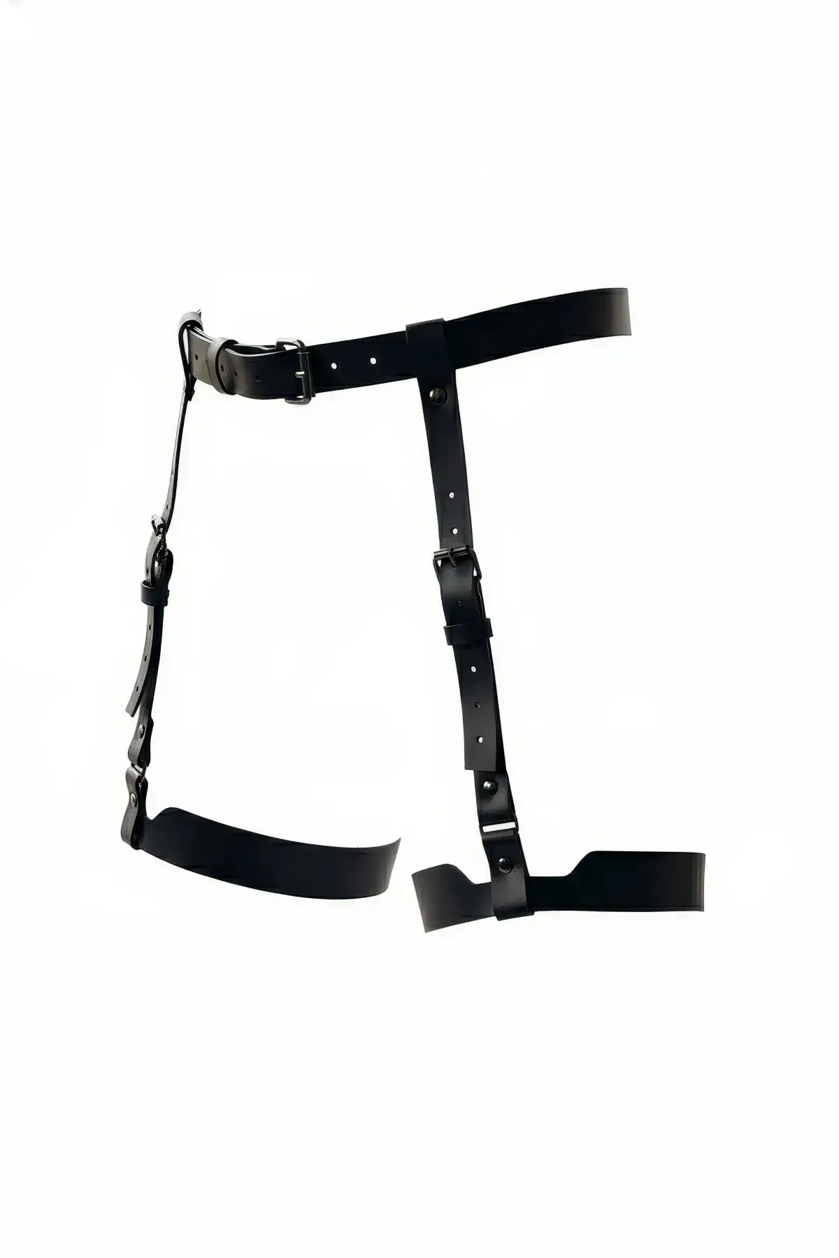 Black Garter Harness Leather Adjustable Leg Accessory - APFT133