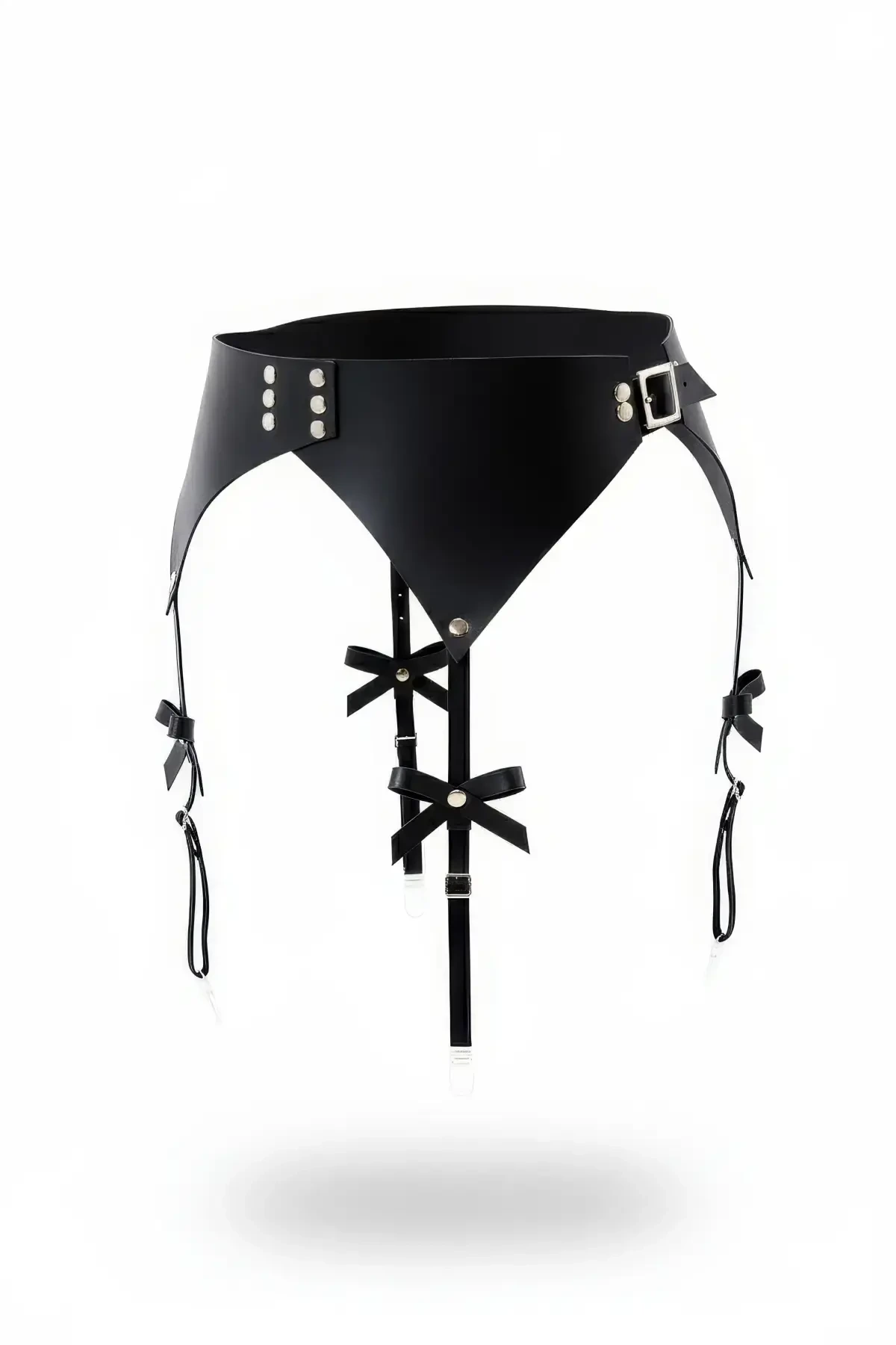 Black Garter Harness Wide Waist with Leather Buckle - APFT1376