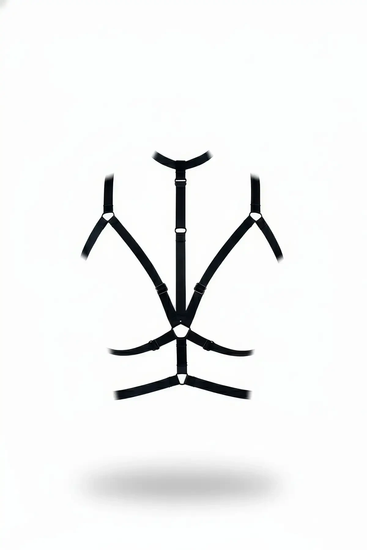 Black Chest Harness with Adjustable Elastic Cage Detail - APFT137