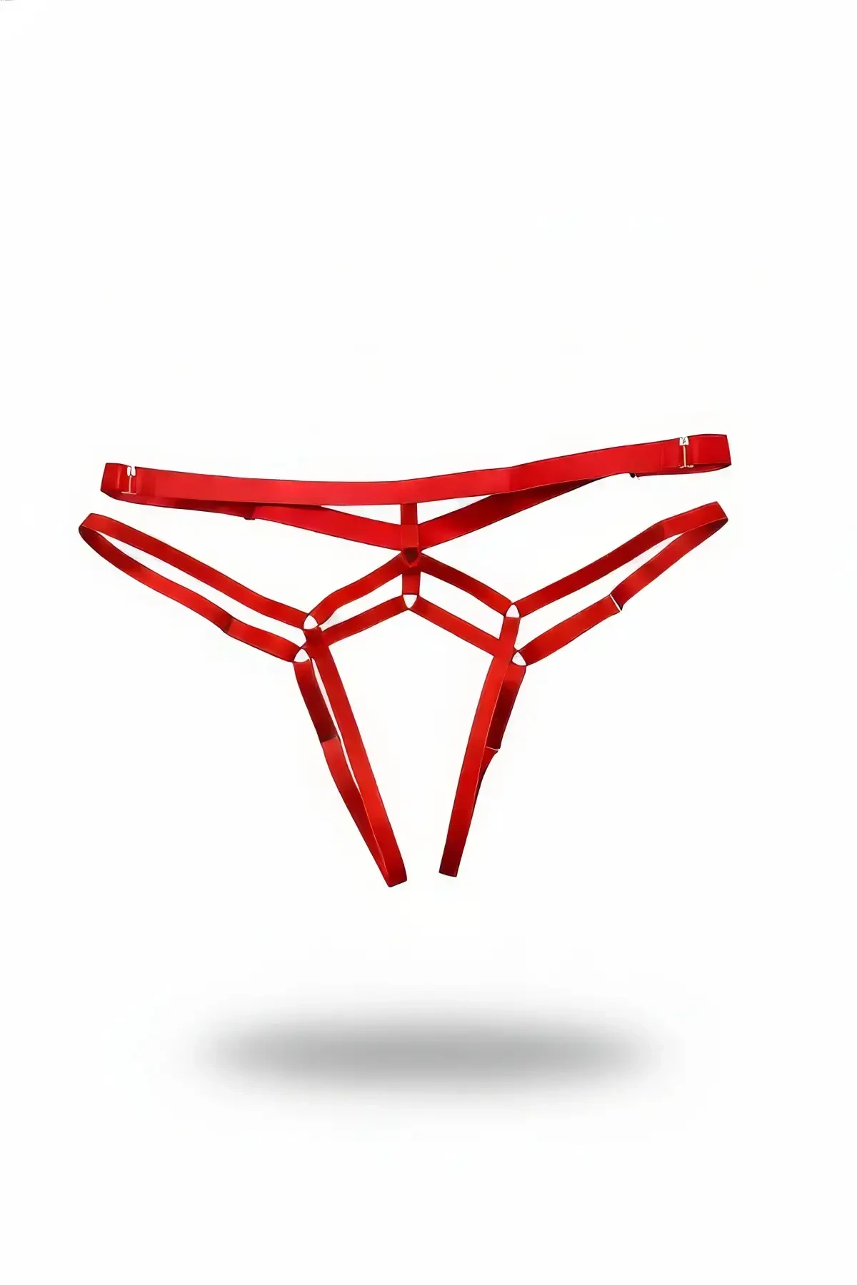 Red Thong - Panties with Ring Detail and Multi-Stripes - APFT145