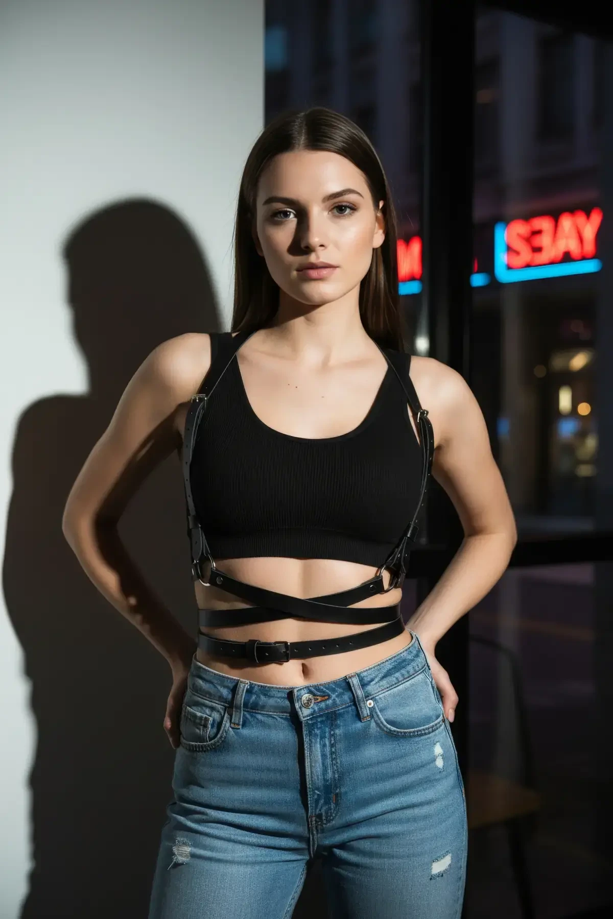 Siyah Kadın Kemer Çoklu Bant Detaylı Vücut Kemeri - APFT198