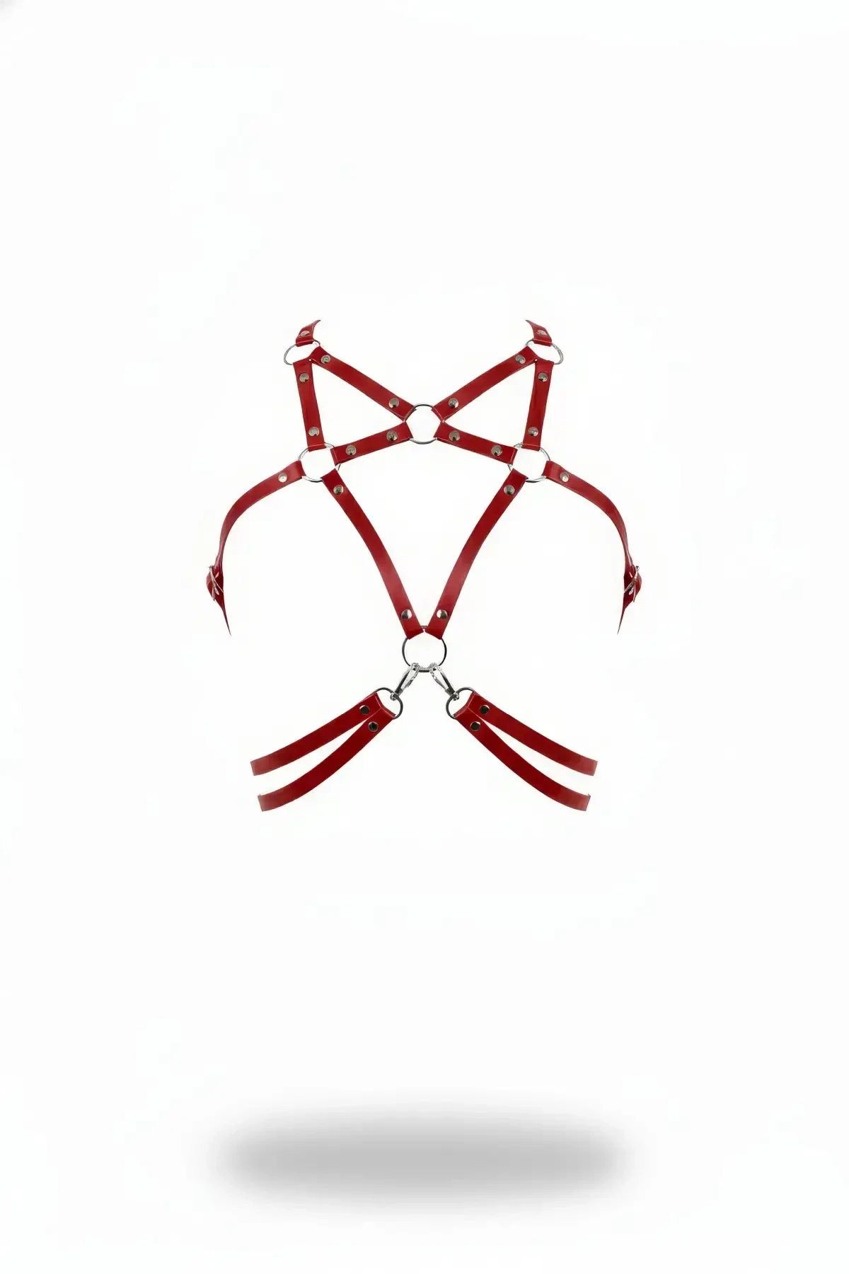 Kırmızı Kadın Kemer Deri Halka Detaylı Vücut Aksesuarı - APFT211