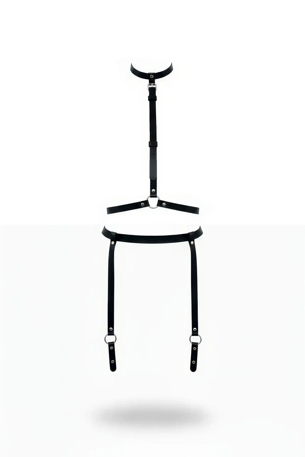 Siyah Harness Takım Deri Boyunluklu Vücut Aksesuarı - APFT230