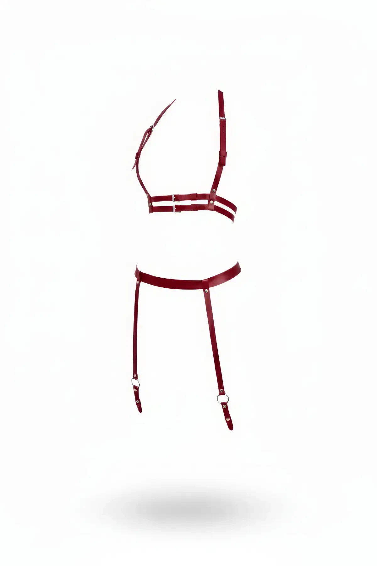 Bordo Harness Takım Deri Şeritli Ayarlanabilir Jartiyerli - APFT232