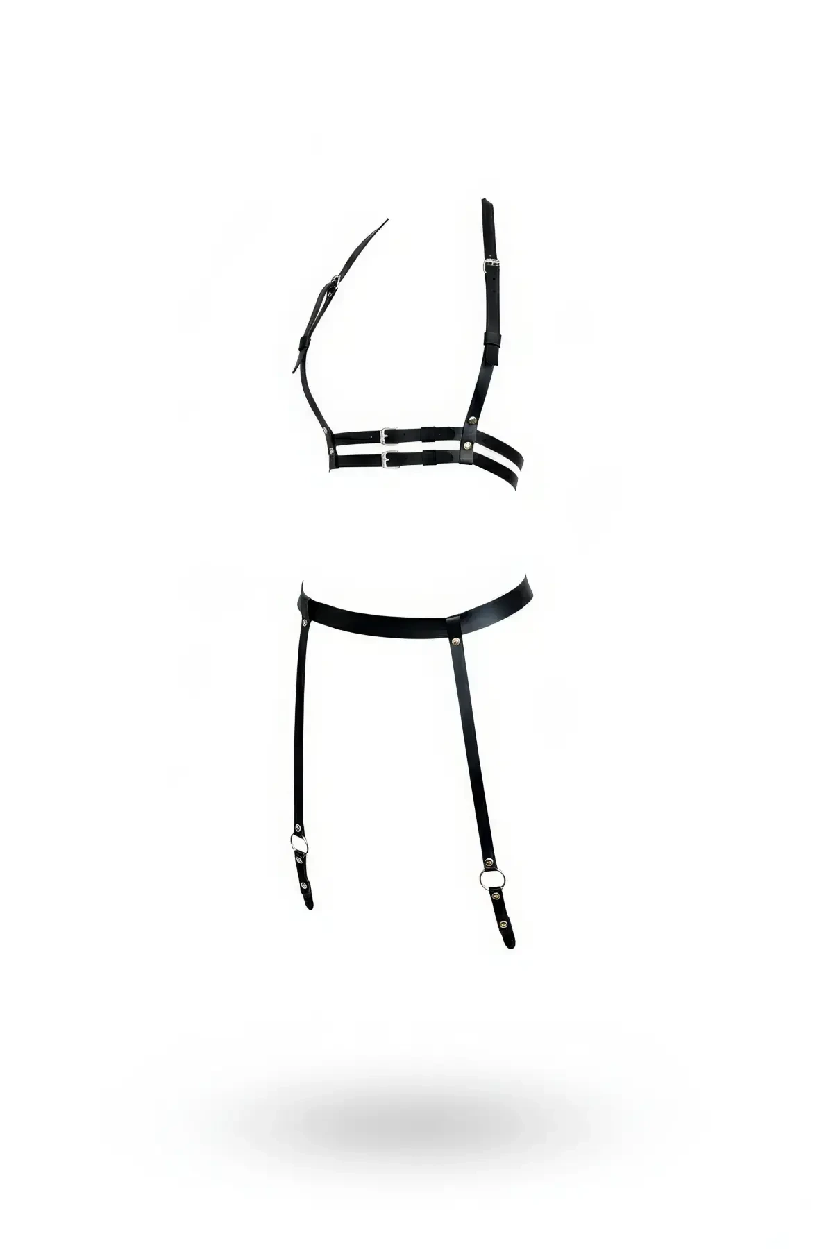 Siyah Harness Takım Suni Deri Ayarlanabilir Jartiyerli - APFT232