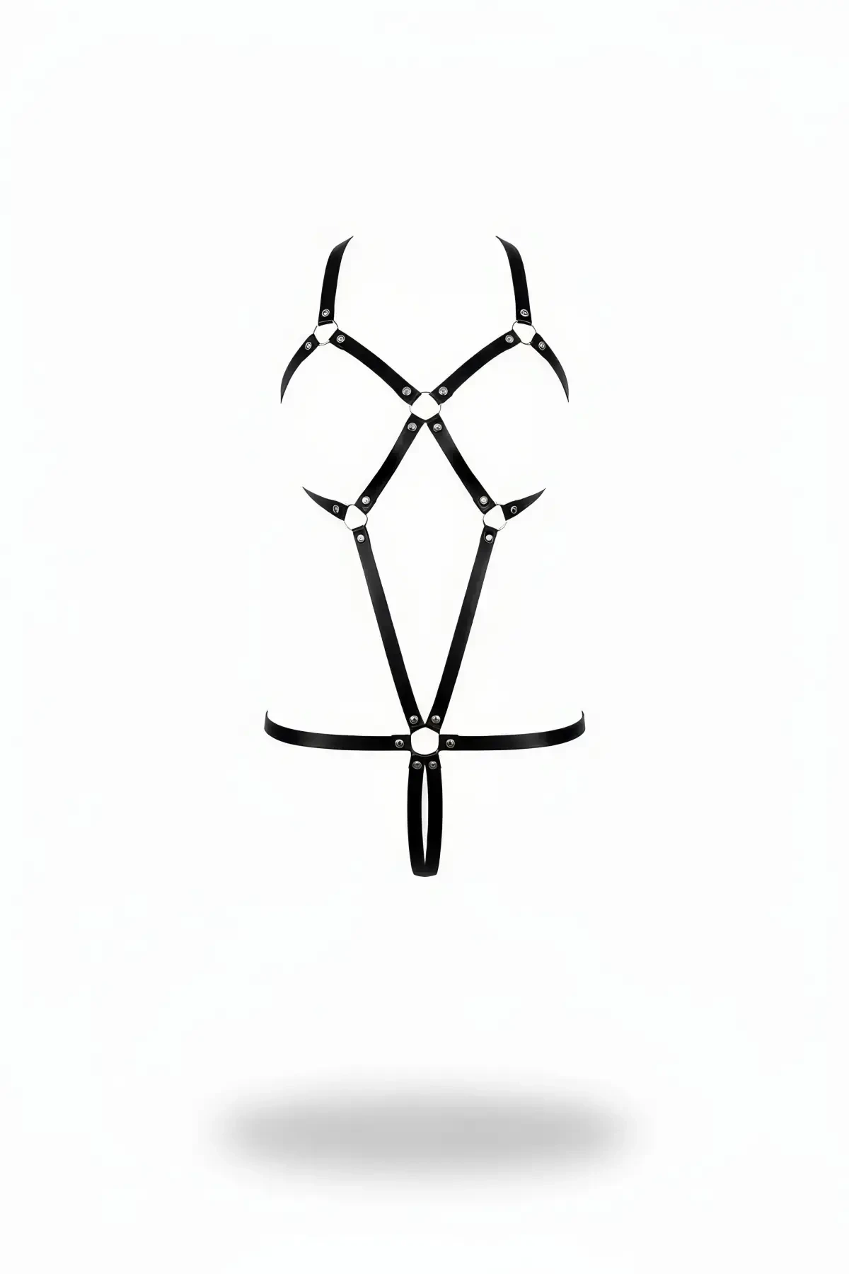 Black Body Harness Metal Ring Cross Body Harness - APFT240