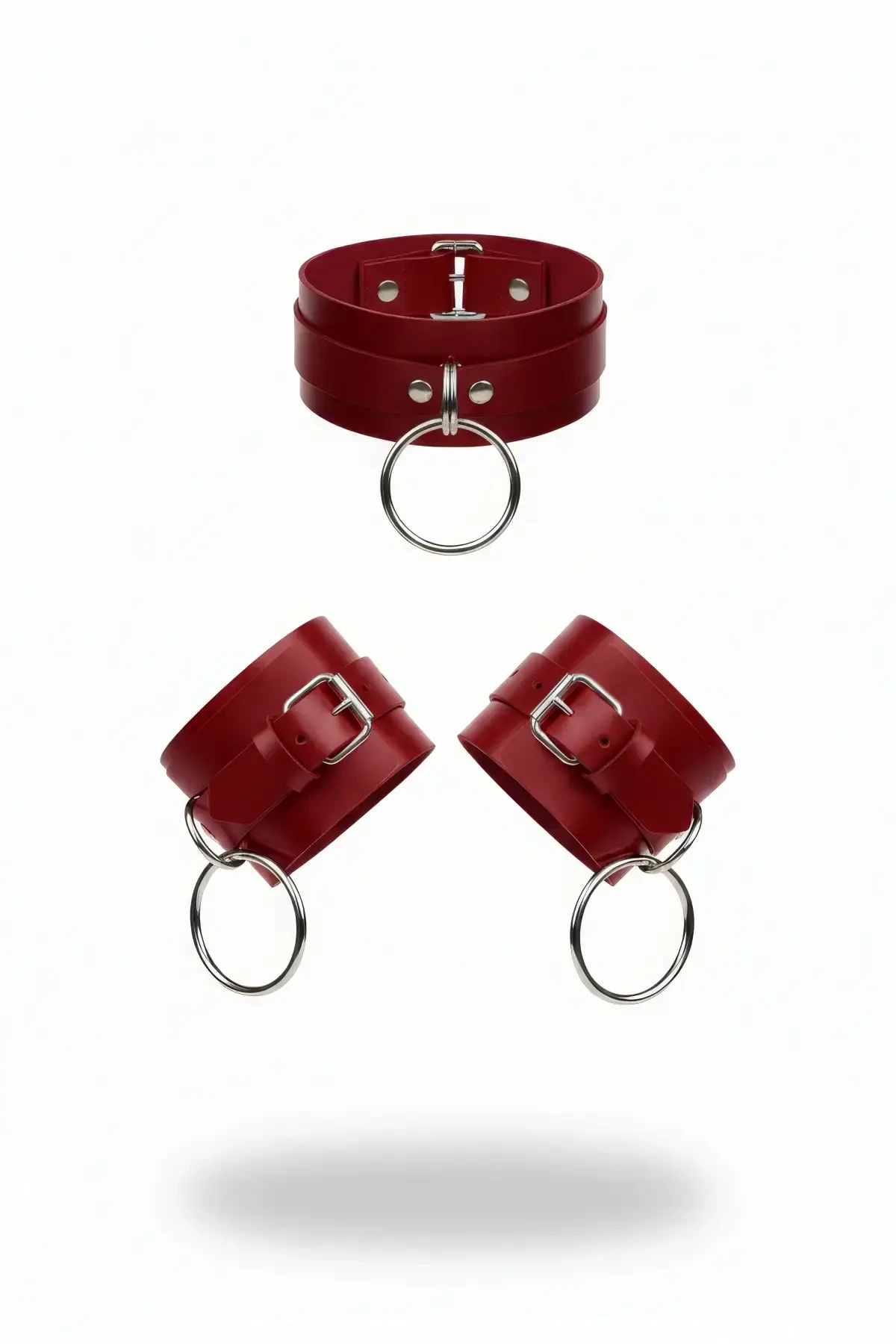 Red Choker Thick Leather with O Ring Detail - APFT241