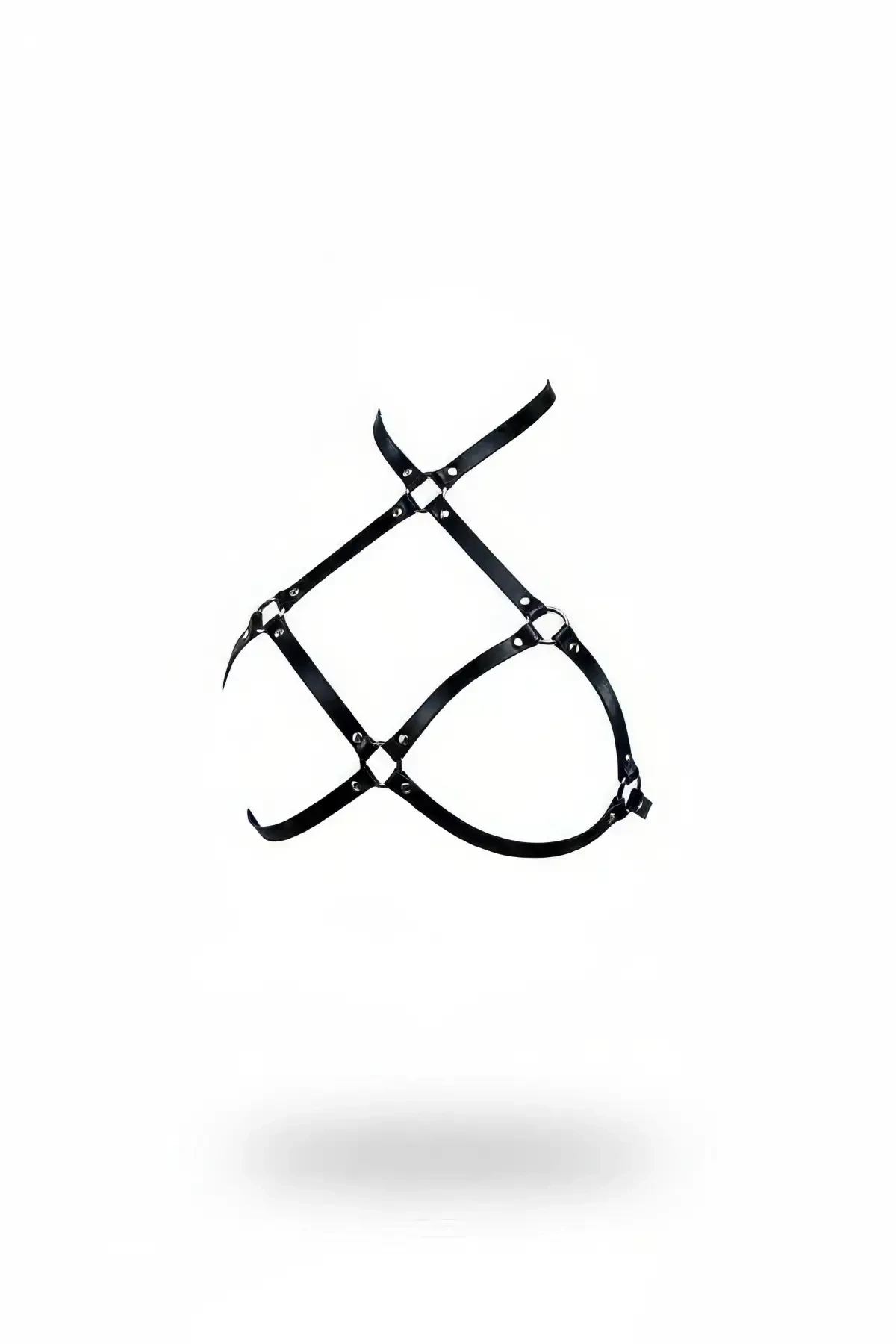 Black Chest Harness Leather Cross Metal Ring Body Accessory - APFT263
