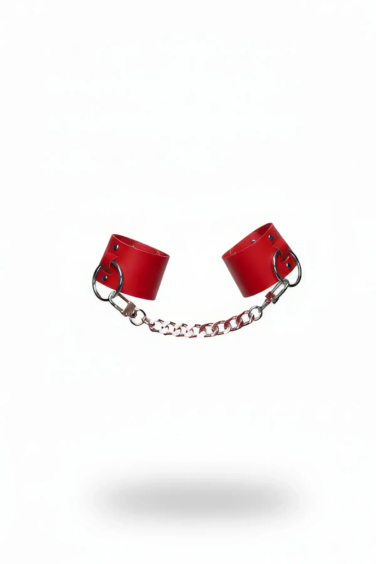 Red Whip - Leather Bracelet with Handcuff Chain Link - APFT269