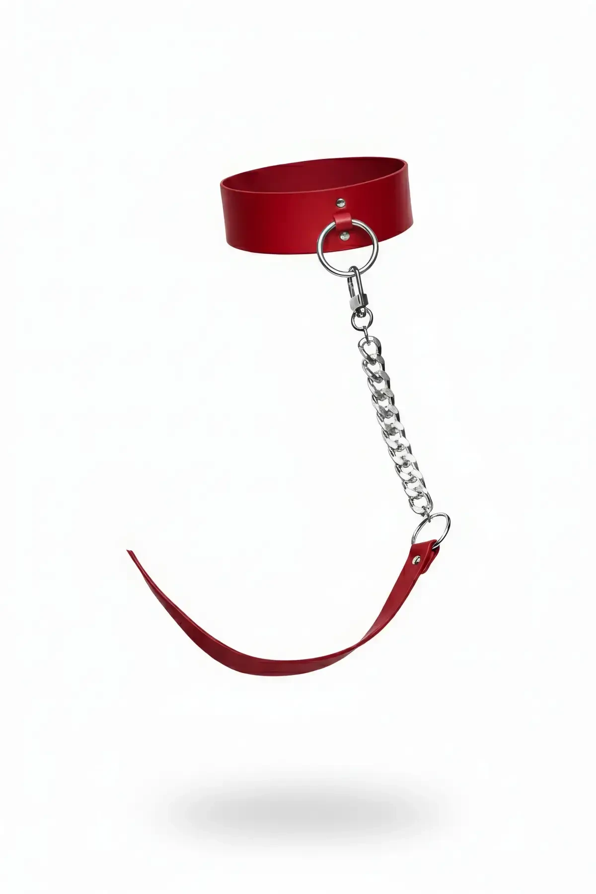 Red Choker Thick Leather Chain Detailed Necklace - APFT282