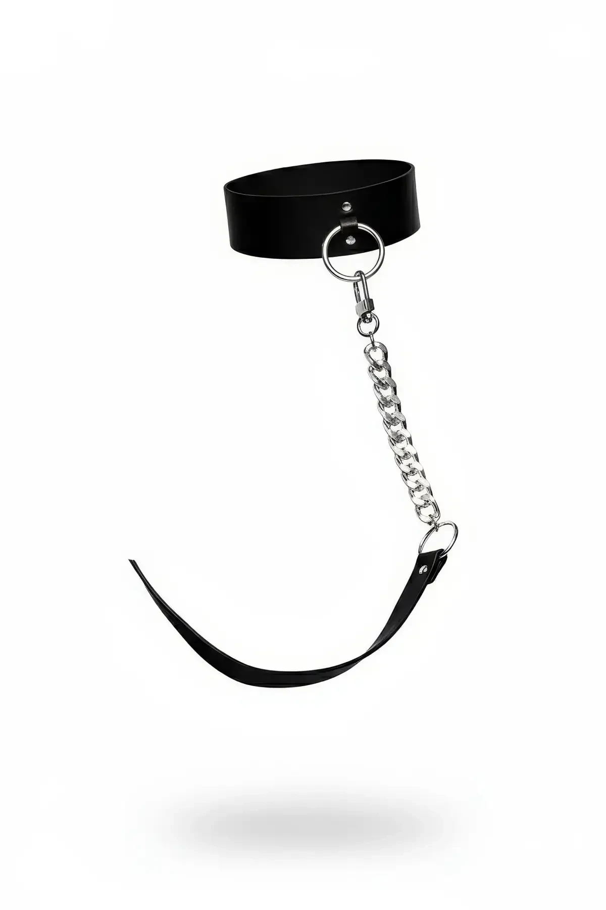 Black Choker with Thick Leather Chain Detail - APFT282