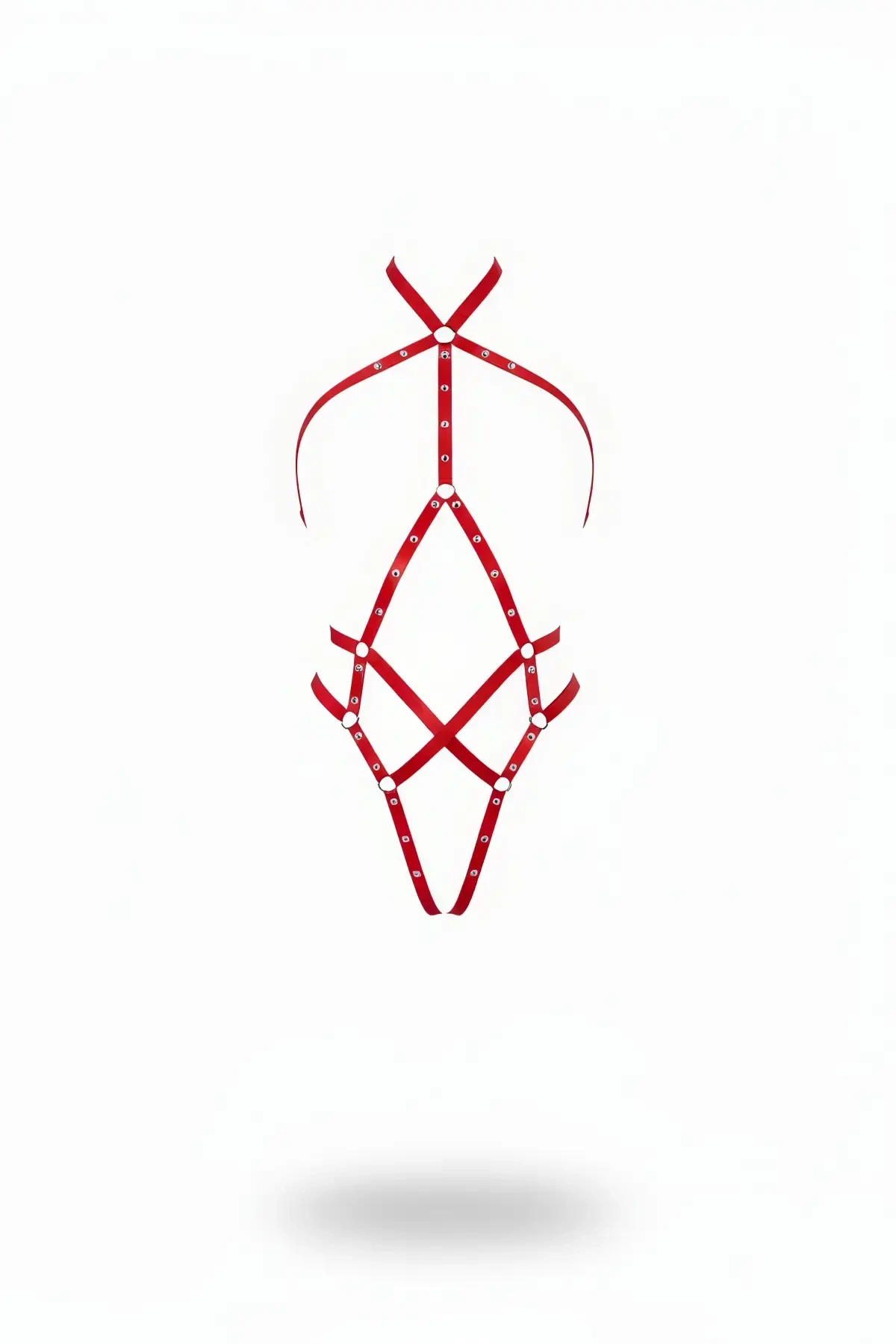 Red Body Harness Metal Ring Body Belt Accessory - APFT295