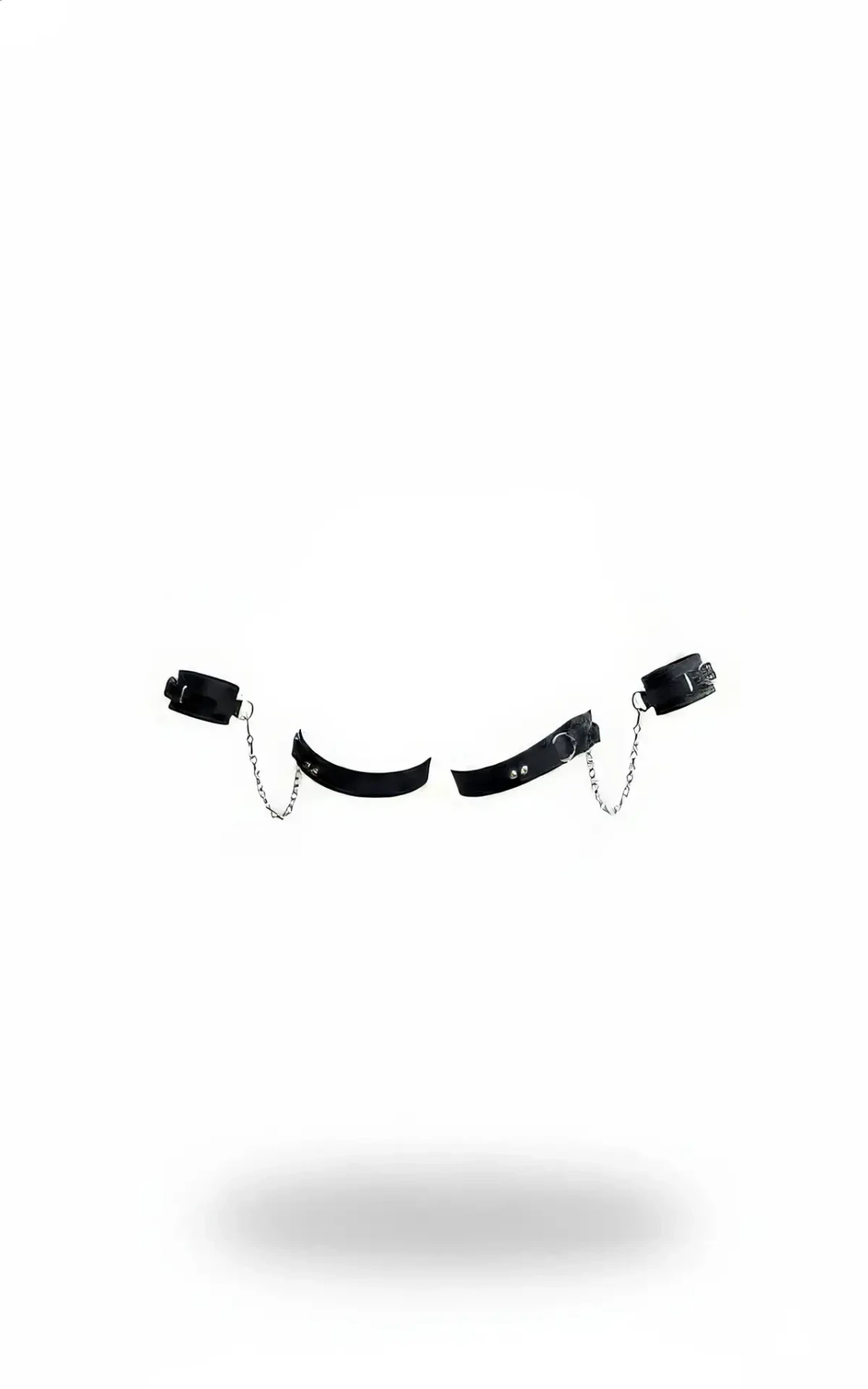 Black Harness Set Leather Cuff Set with Chain Detail - APFT300