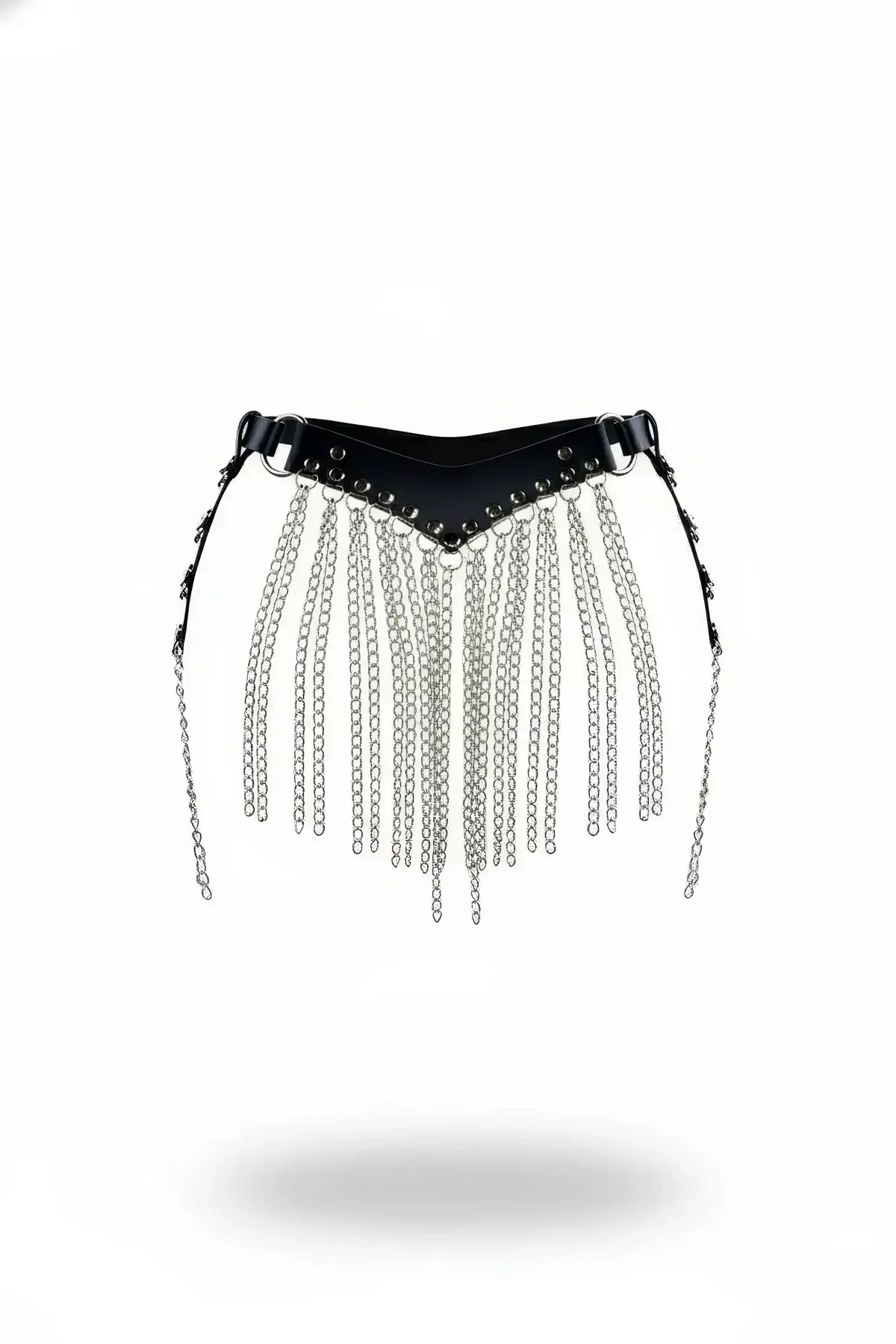 Black Skirt Chain Detailed Skirt Faux Leather Skirt Mini Skirt - APFT301