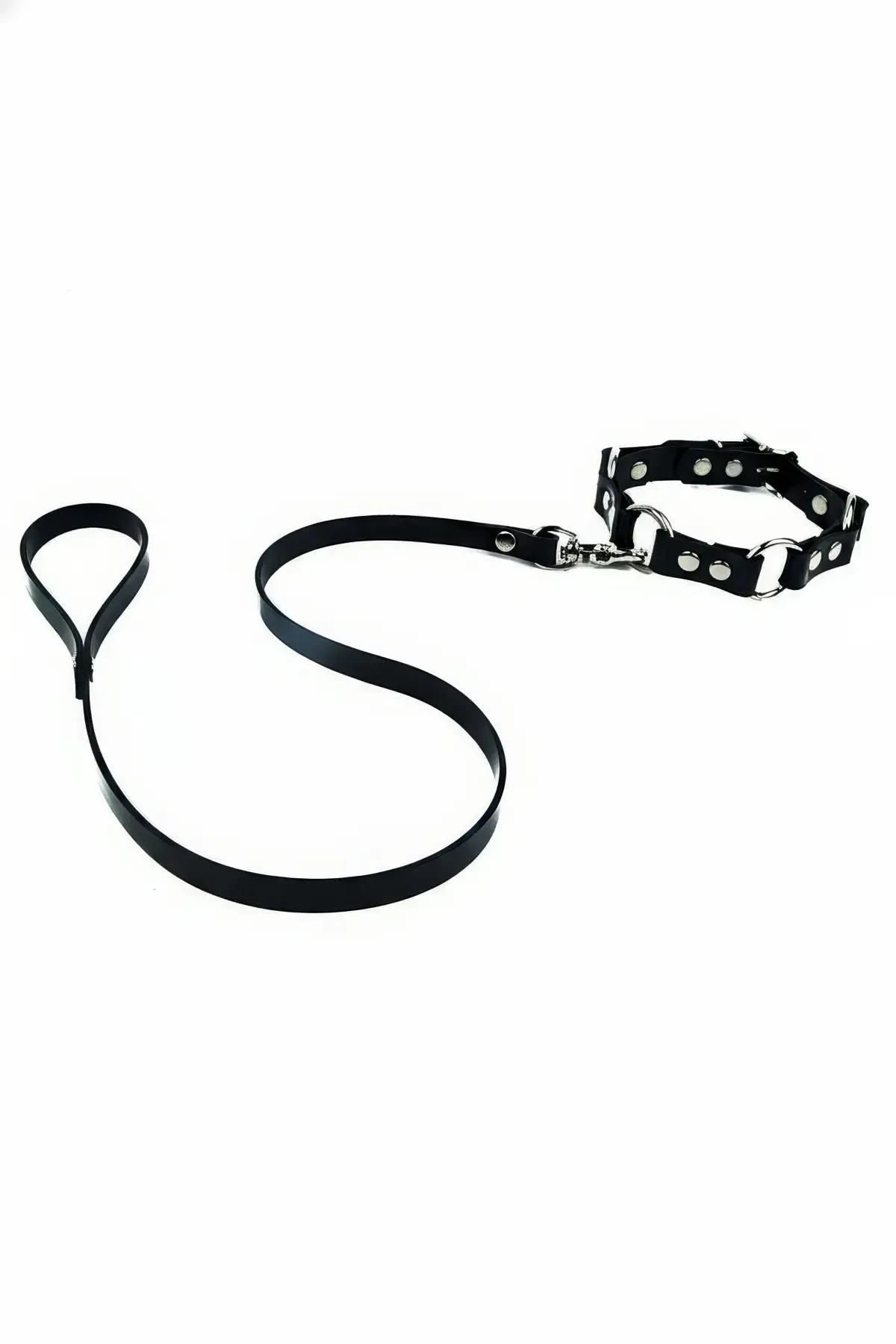 Black Choker Studded Metal Ring Neck Collar - APFT309