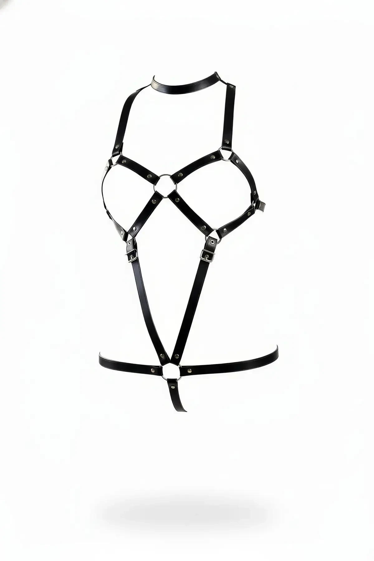 Black Body Harness Choker Collar with O Ring Detail - APFT312