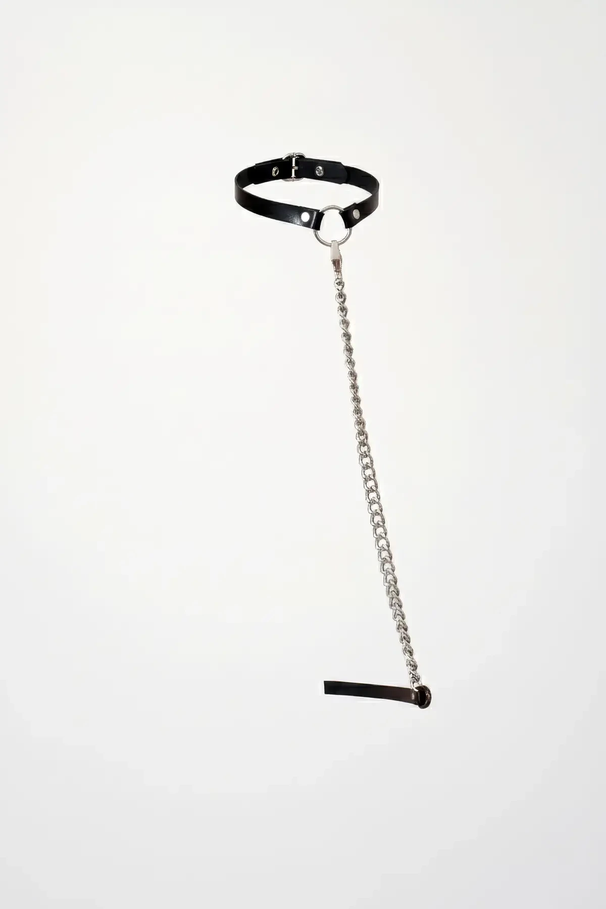 Black Choker Long Chain with O Ring Detail - APFT323