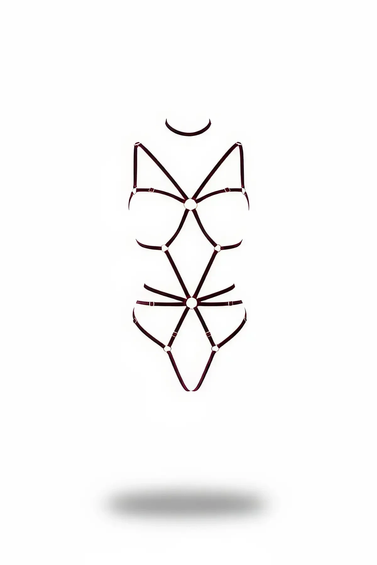 Claret Red Body Harness with Full Body Ring Detail - APFT338