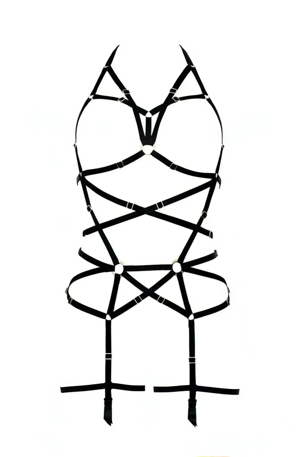 Black Body Harness Adjustable Cross Strap Body Accessory - APFT348