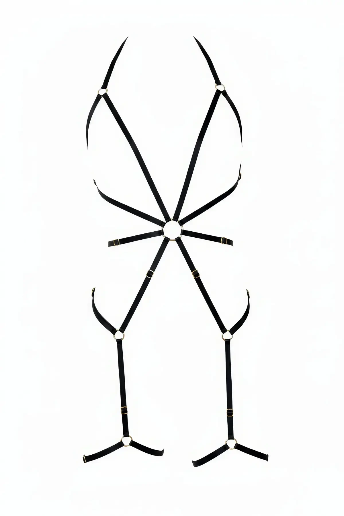 Black Body Harness Full Body Metal Ring Detailed - APFT360