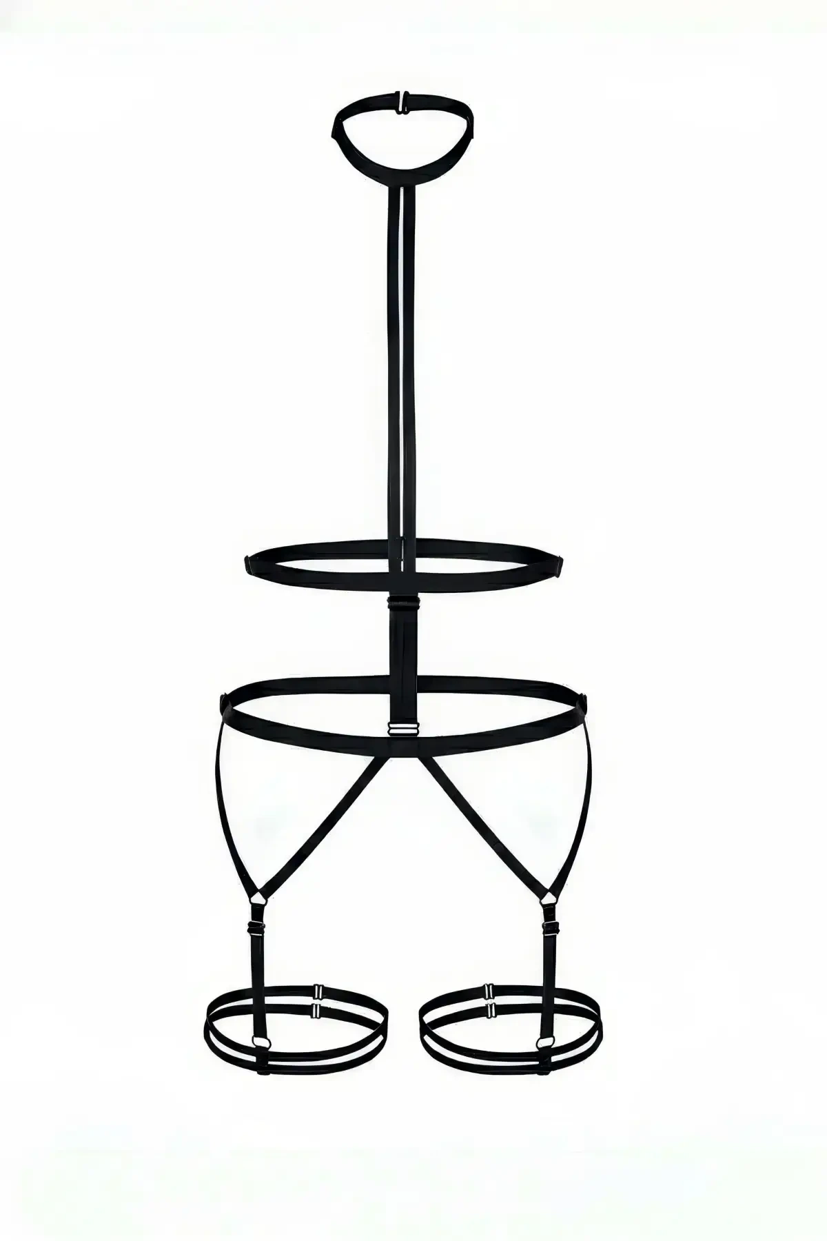 Black Body Harness Women's High Neck Garter Detailed - APFT39