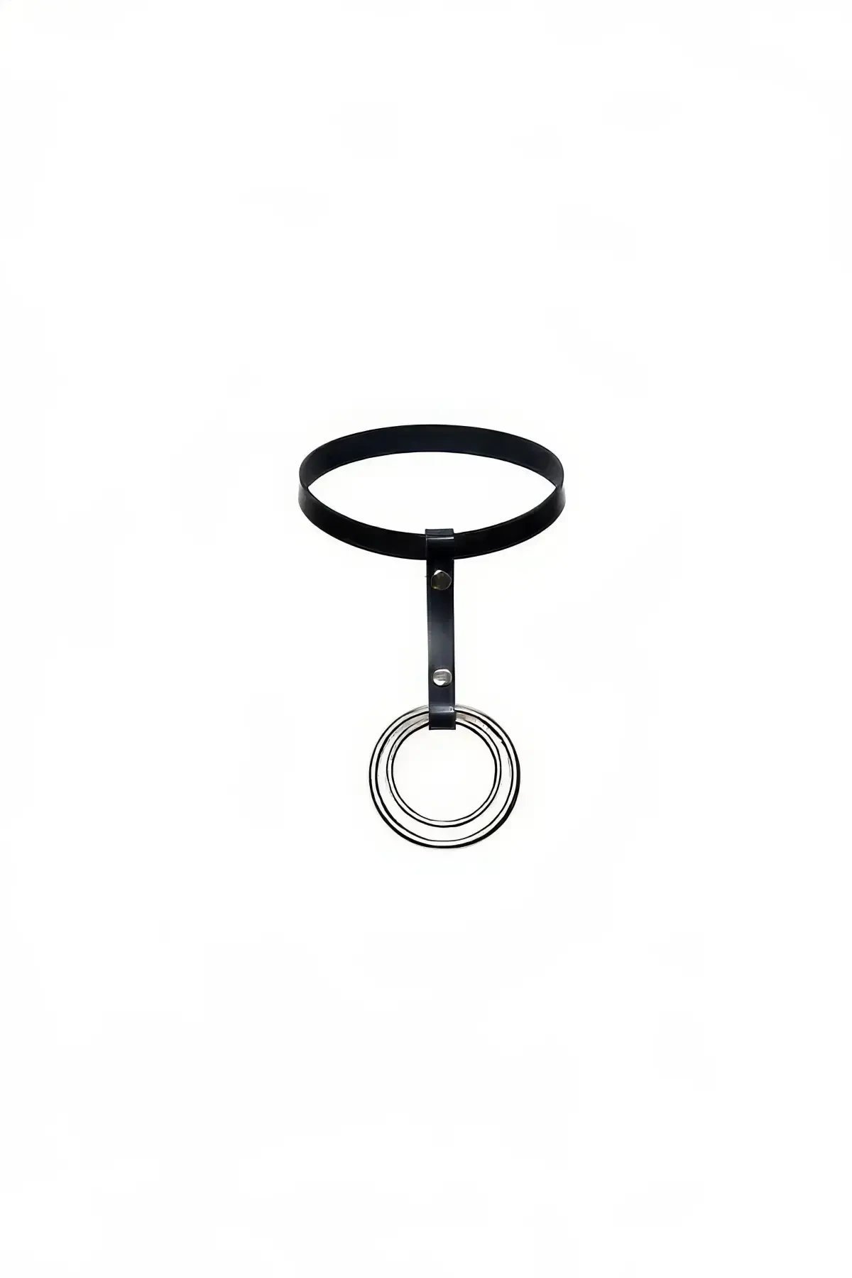 Black Choker with Thick Leather Ring Detail - APFT414