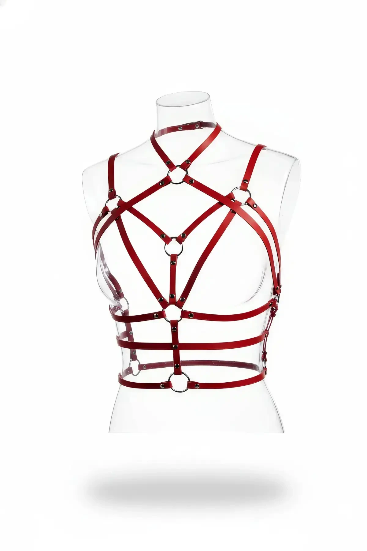 Kırmızı Kadın Kemer Çok Bantlı O Halka Detaylı Vücut Aksesuarı - APFT430