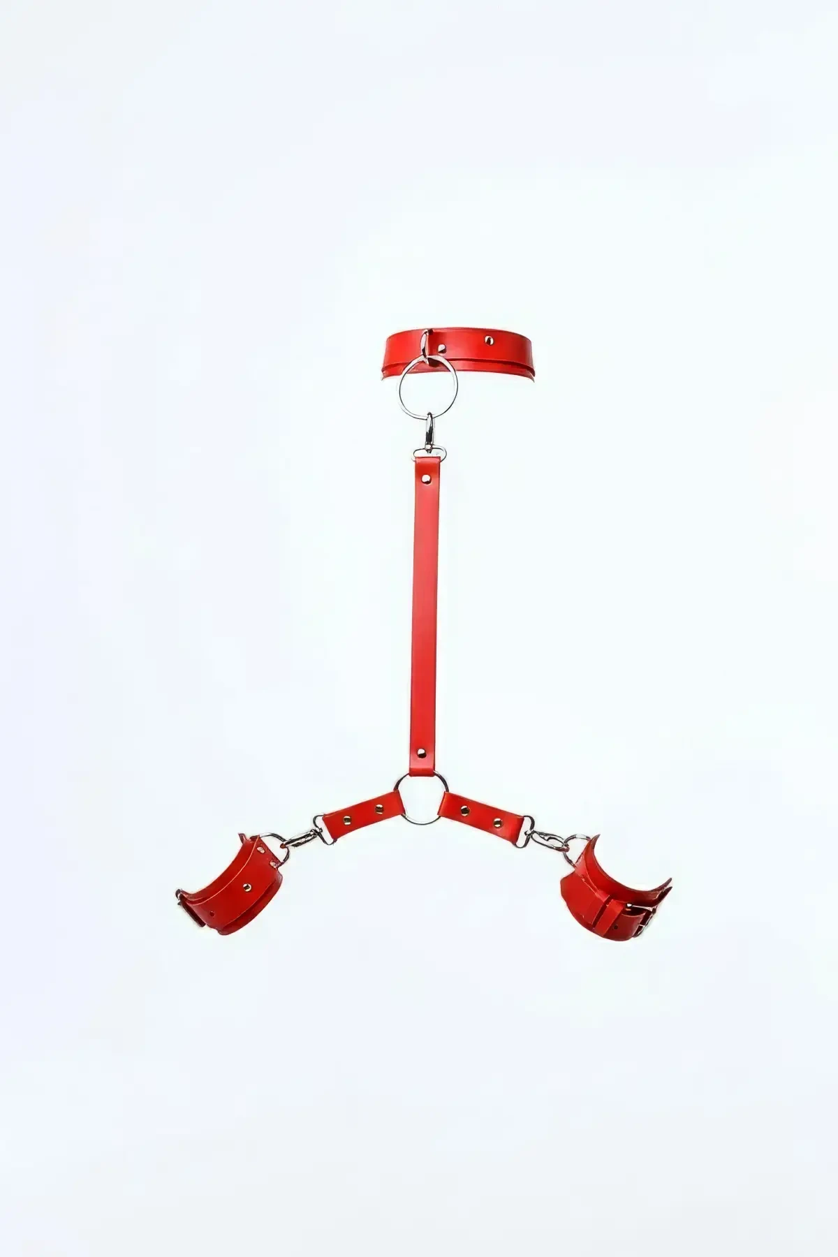 Red Whip - Handcuffs Leather Neck And Wrist Link Set - APFT459