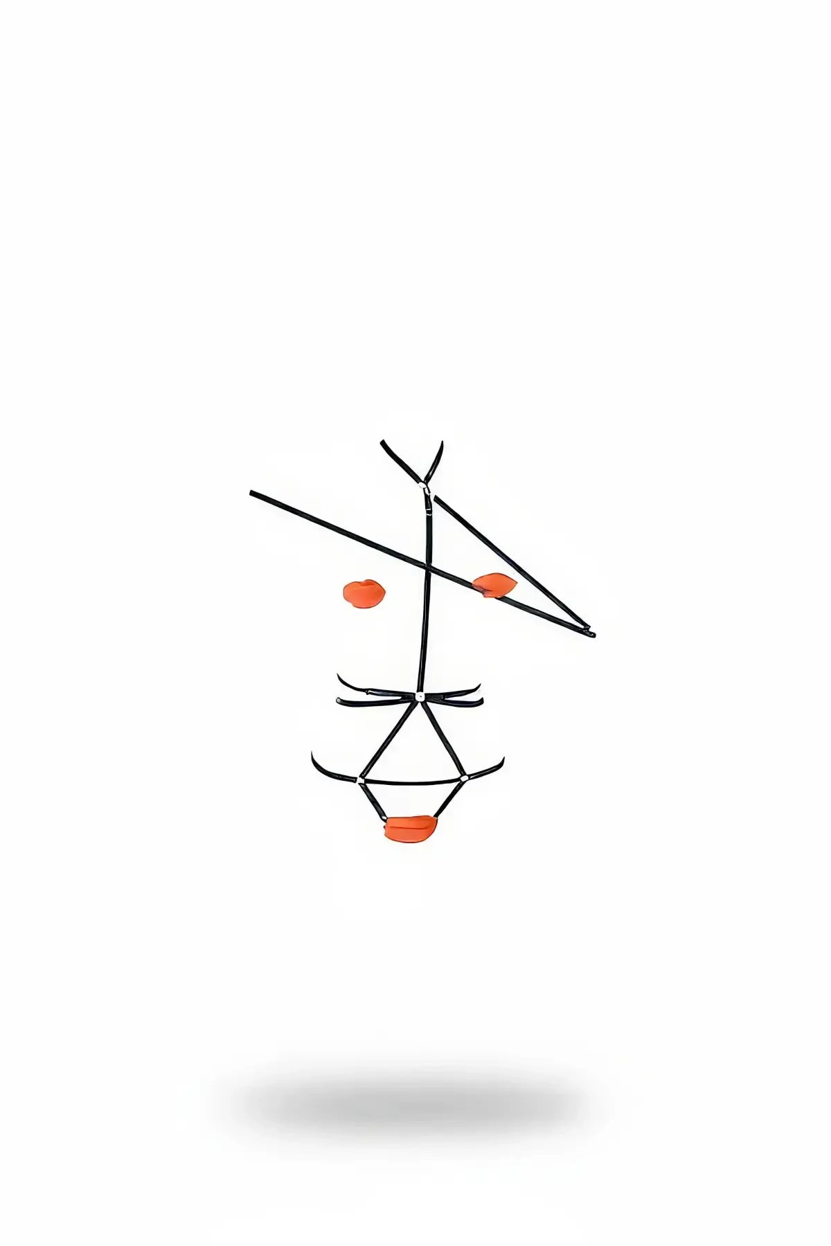 Black Body Harness Geometric Stripe Body Accessory - APFT466