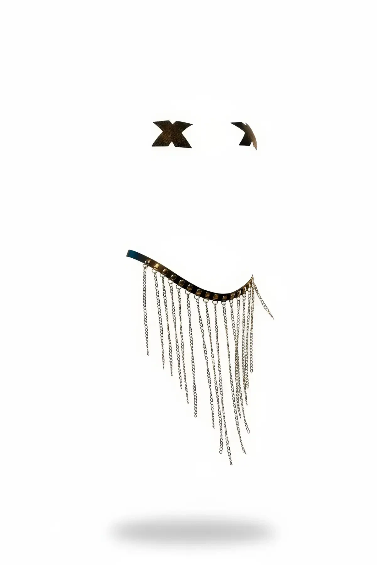 Black Skirt with Stud Detail and Hanging Chain - APFT469