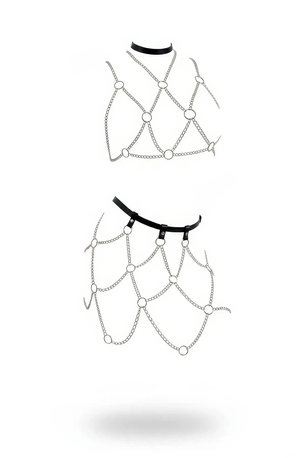 Silver Skirt Chain Detailed Skirt Ring Linked Body Accessory - APFT475